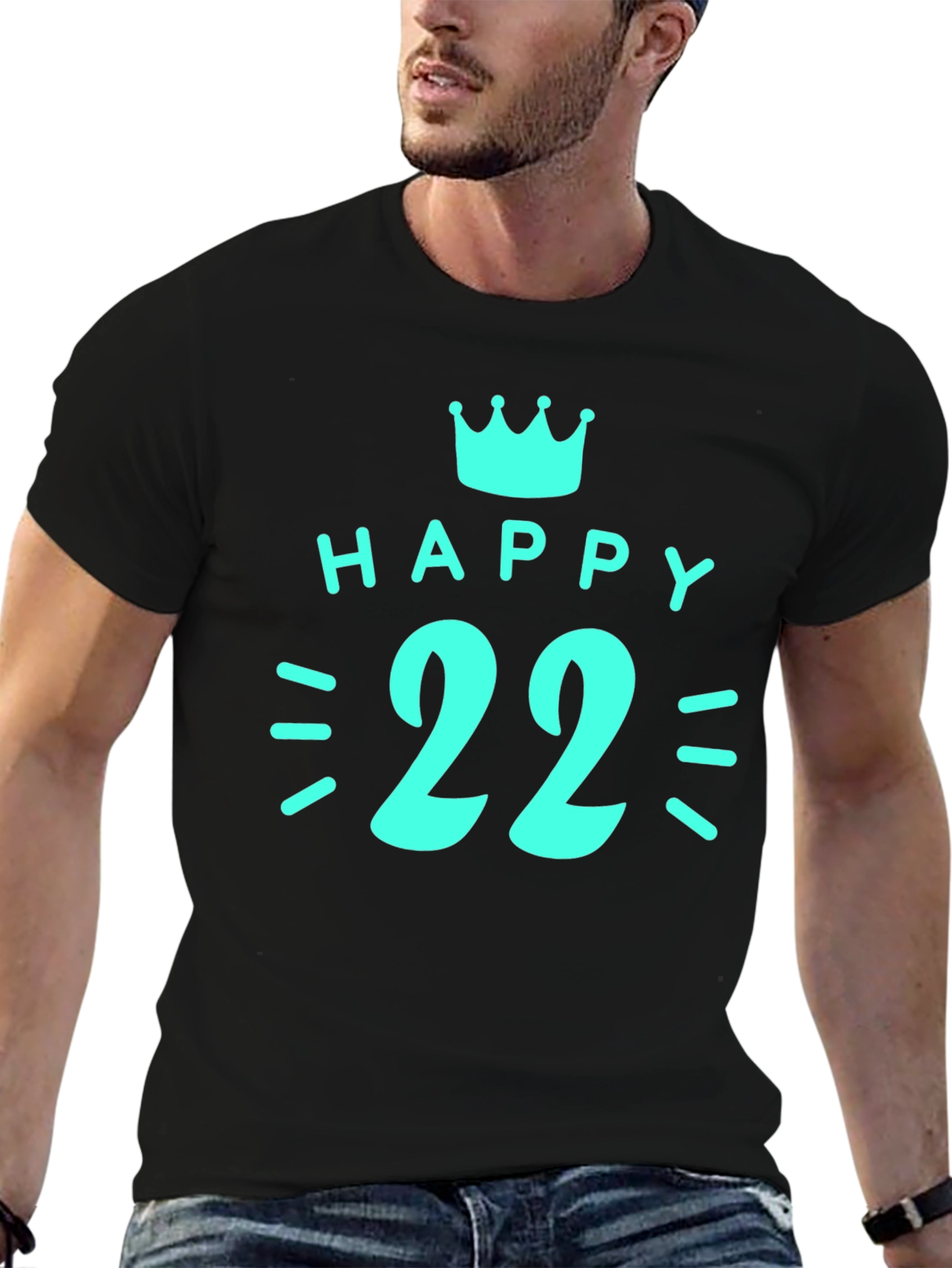 Happy 22nd Birthday Graphic T-Shirt - Black