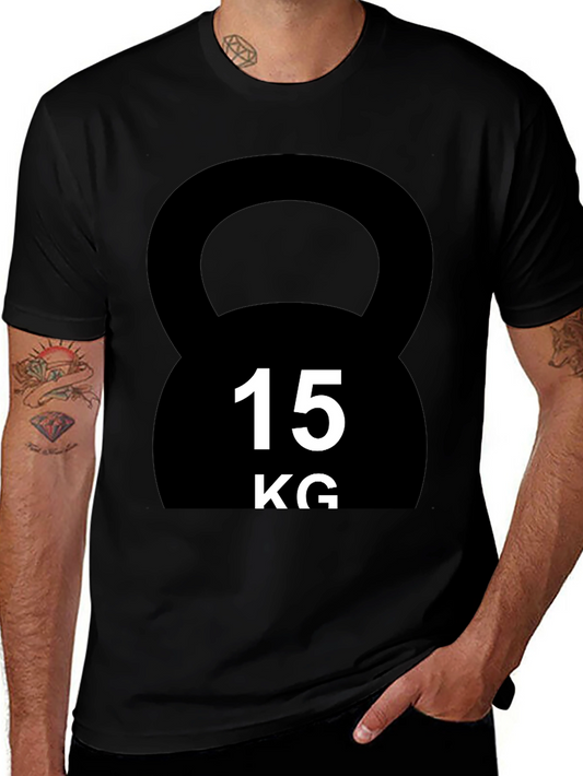 15KG Kettlebell Graphic T-Shirt - Black Fitness Tee