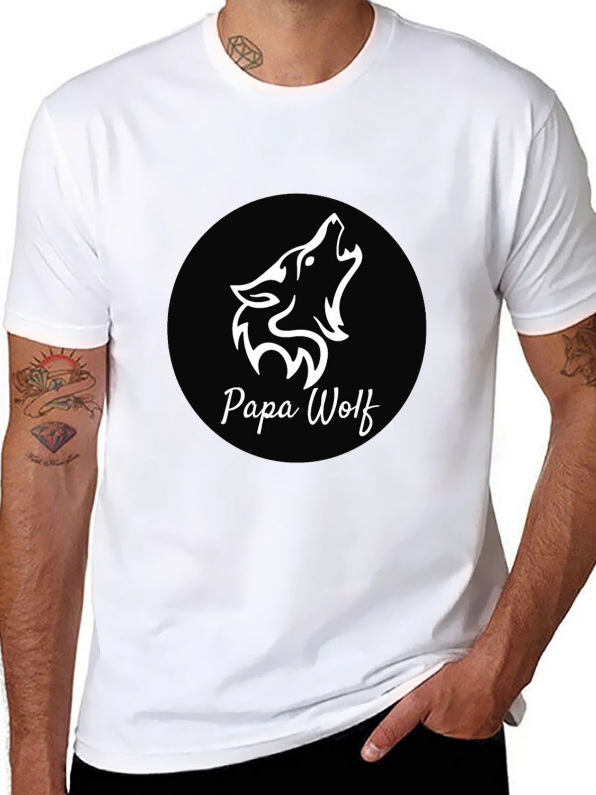 Papa Wolf Black T-Shirt - Graphic Design