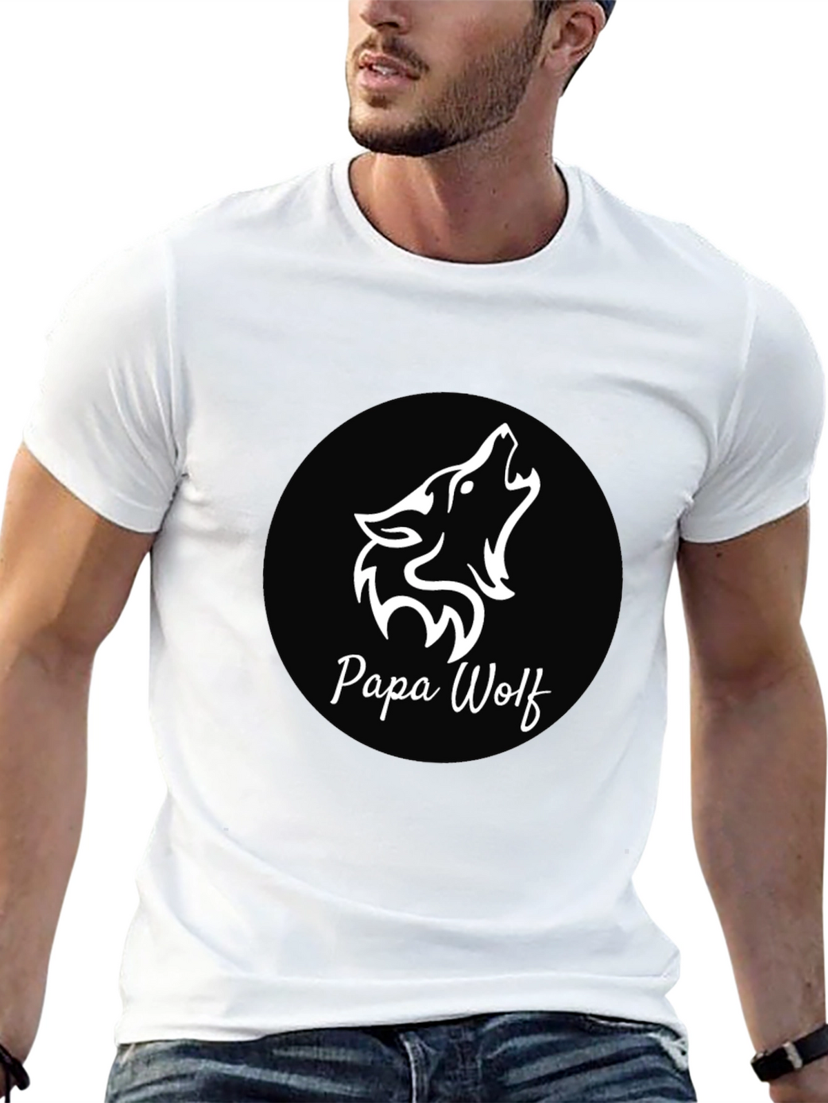 Papa Wolf Black T-Shirt - Graphic Design