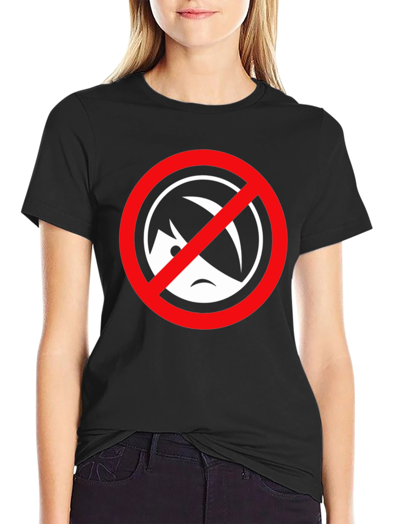 Black T-Shirt with Circle/Slash Graphic