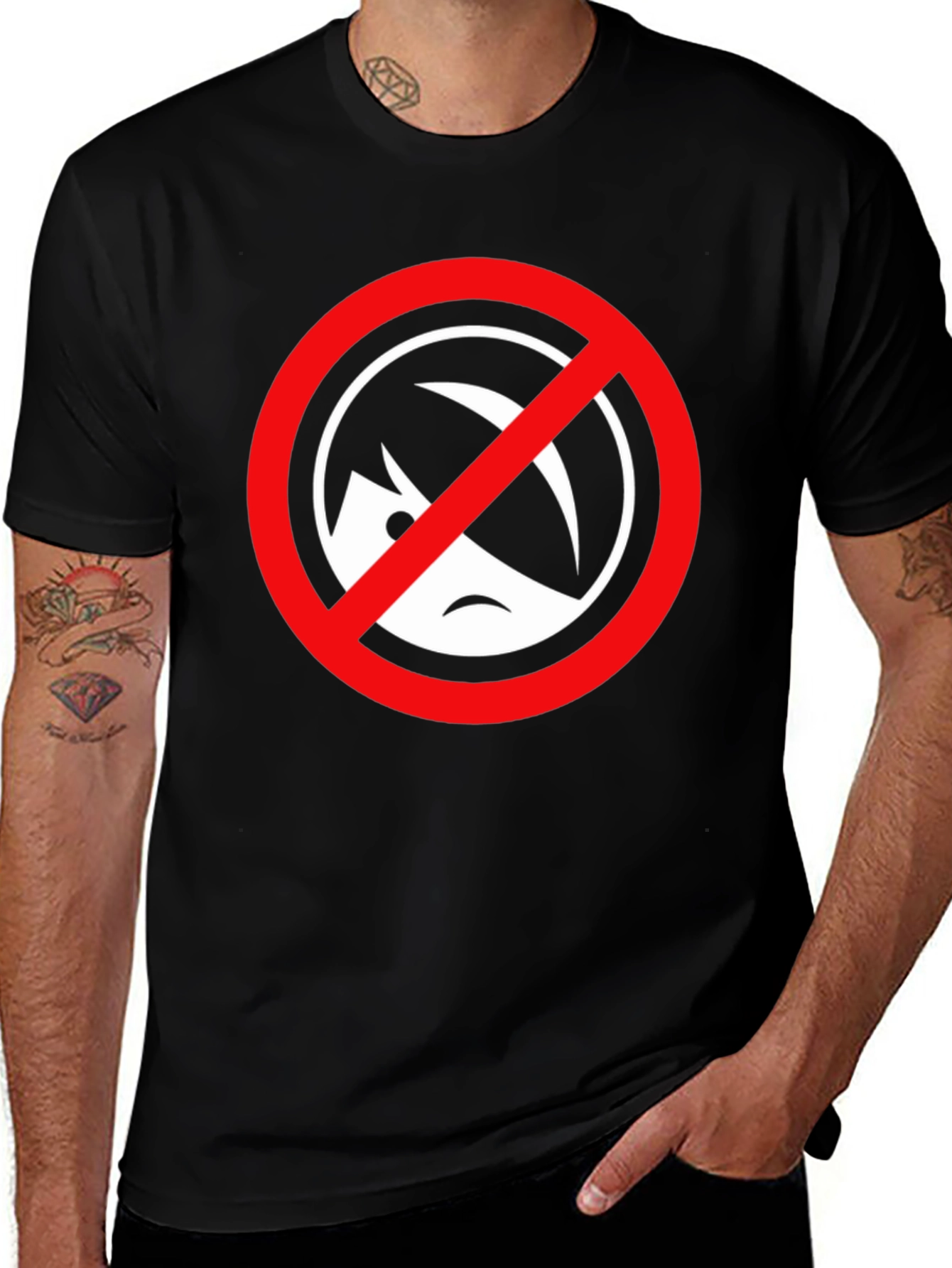Black T-Shirt with Circle/Slash Graphic