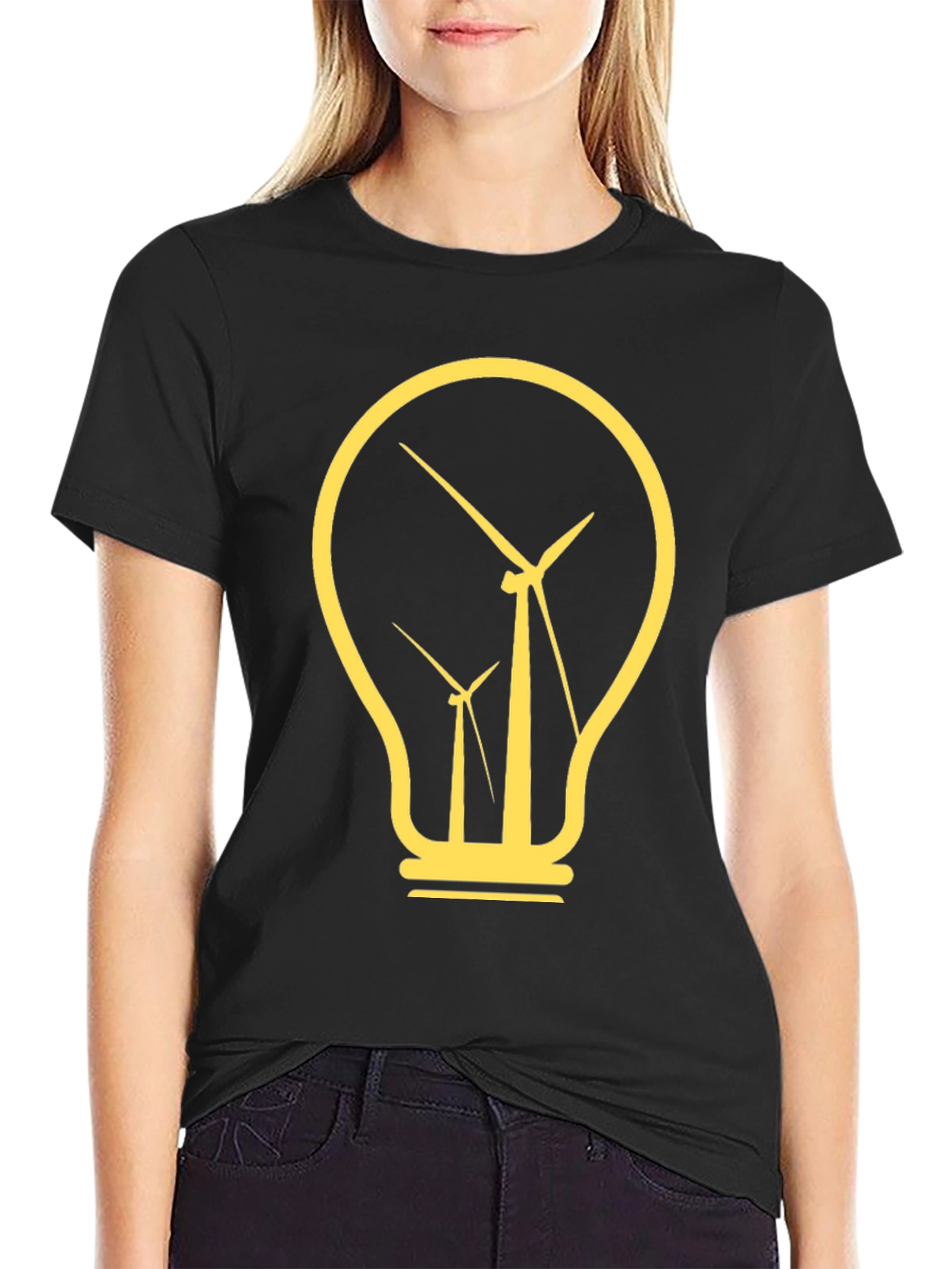 Renewable Energy Tee: Wind Turbine Lightbulb Design