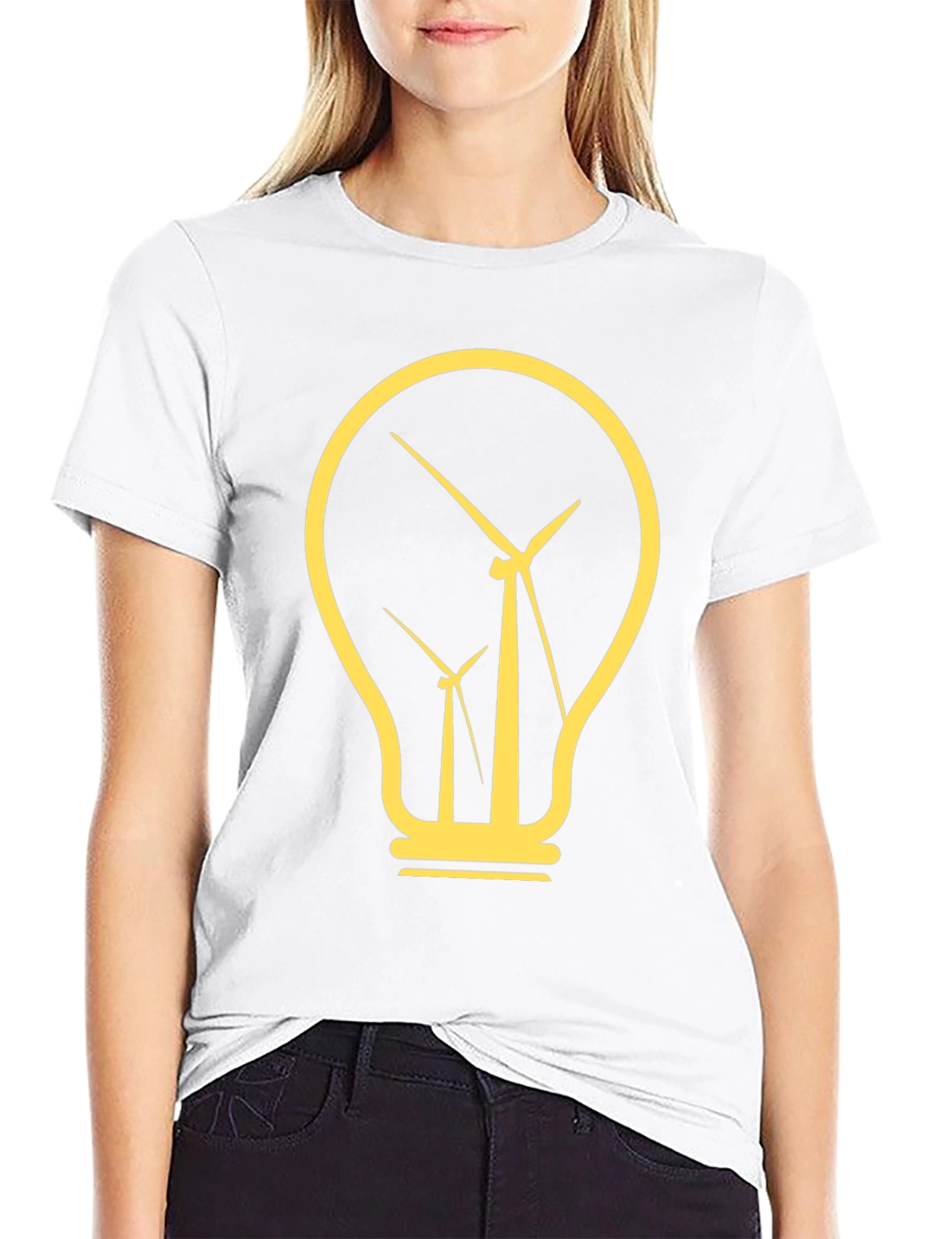 Renewable Energy Tee: Wind Turbine Lightbulb Design