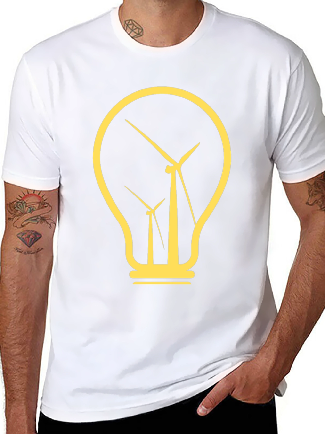 Renewable Energy Tee: Wind Turbine Lightbulb Design
