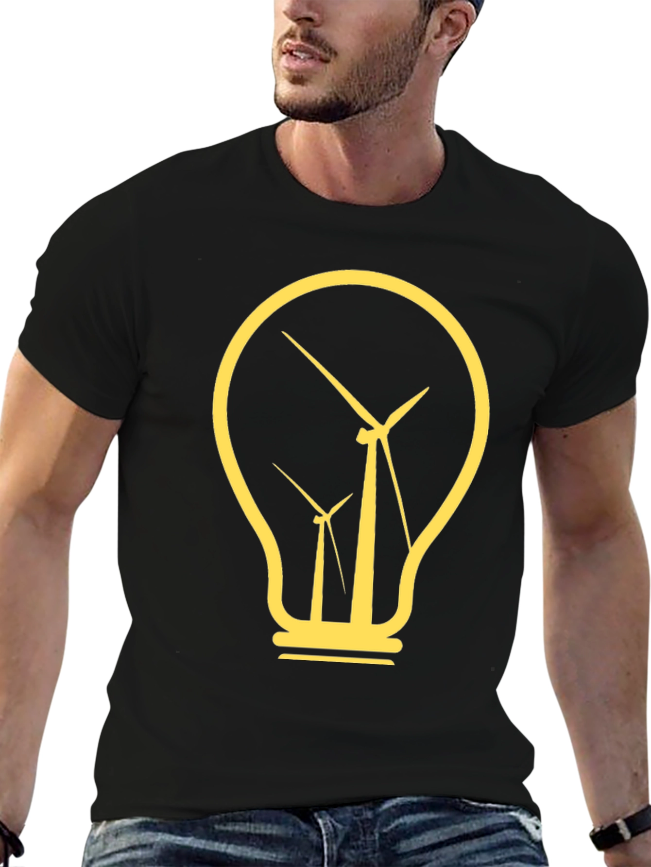 Renewable Energy Tee: Wind Turbine Lightbulb Design