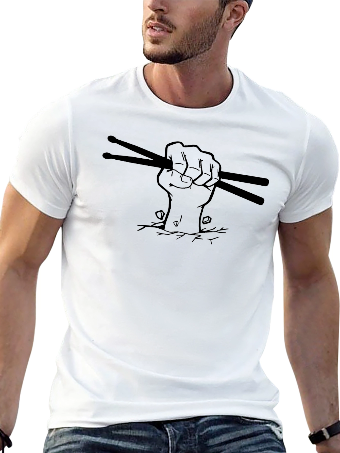 Drummers Fist Graphic Tee - Black Cotton