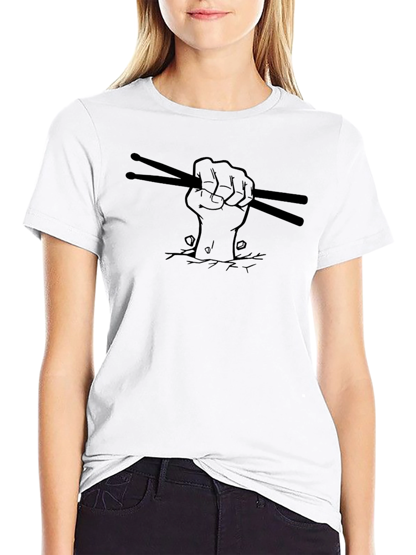 Drummers Fist Graphic Tee - Black Cotton