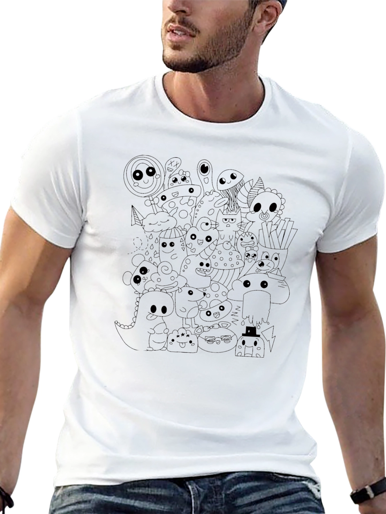 Doodle Monster Graphic Black T-Shirt