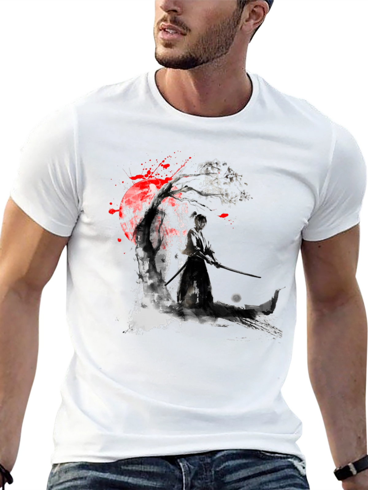 Samurai Warrior Black Graphic T-Shirt
