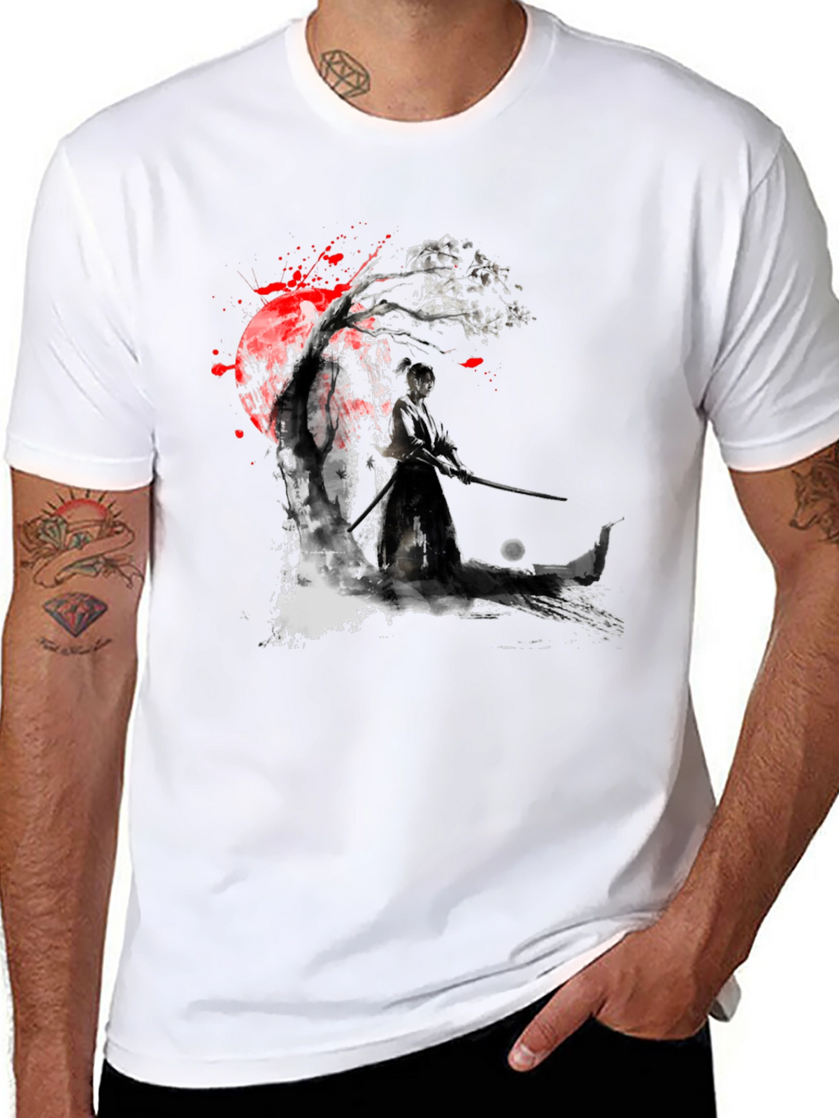 Samurai Warrior Black Graphic T-Shirt
