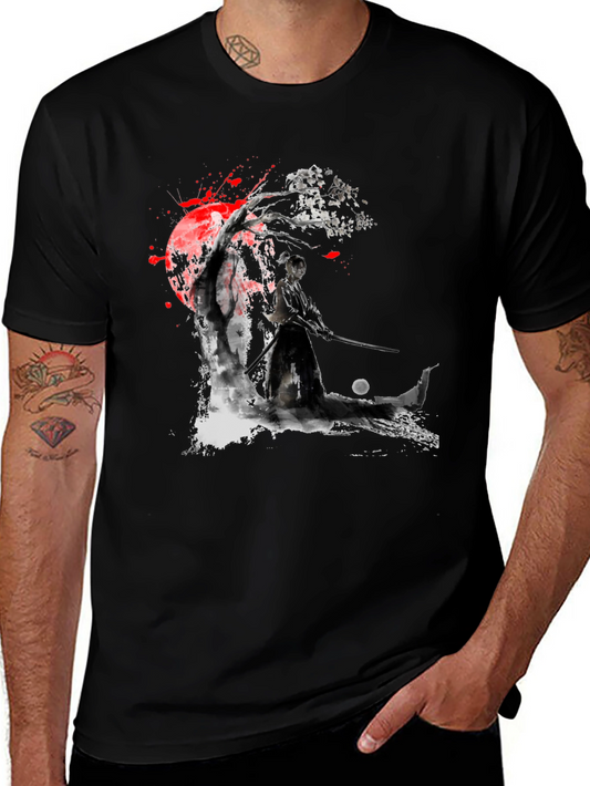 Samurai Warrior Black Graphic T-Shirt