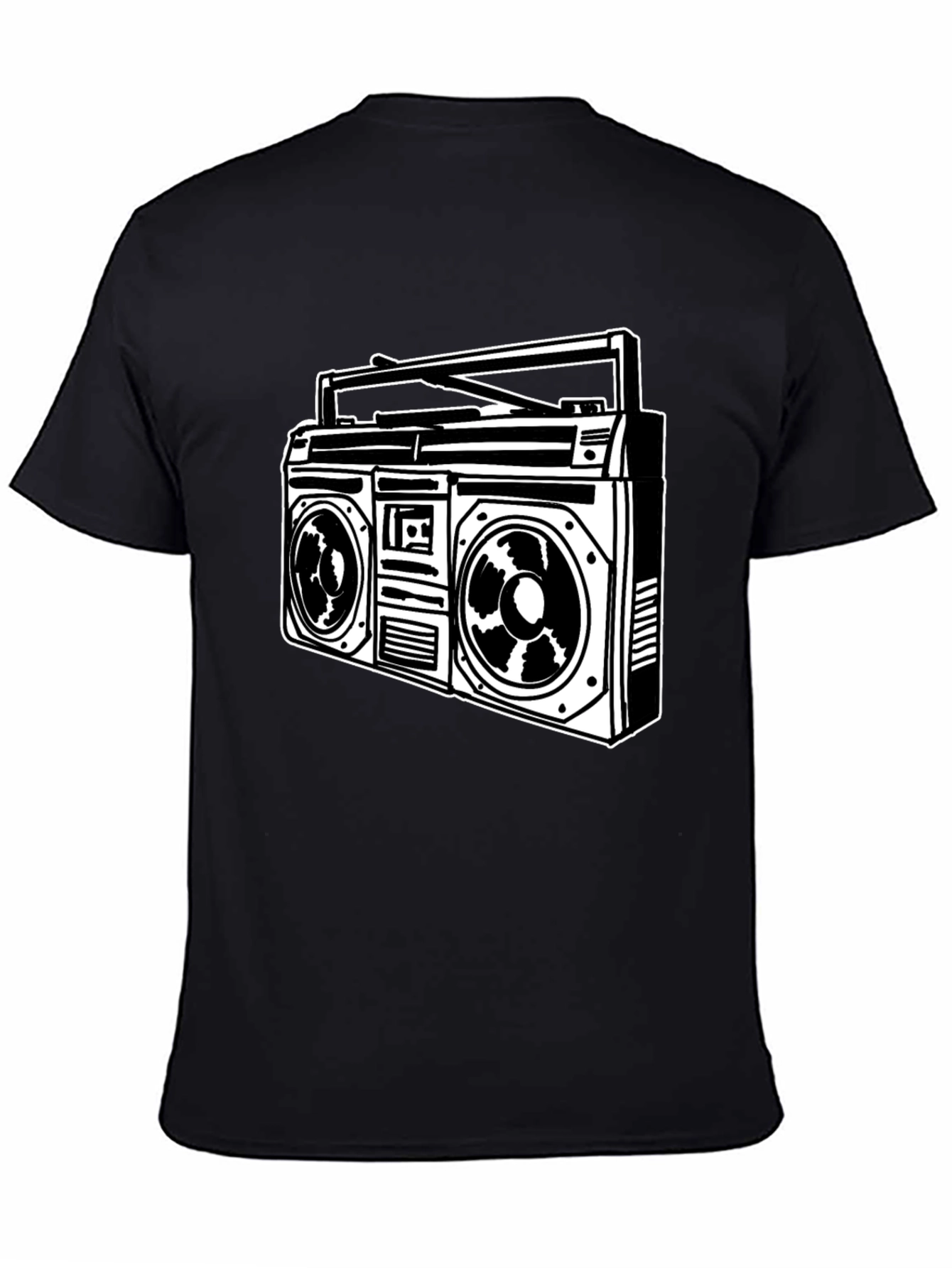 Retro Boombox Graphic Tee - Classic Black