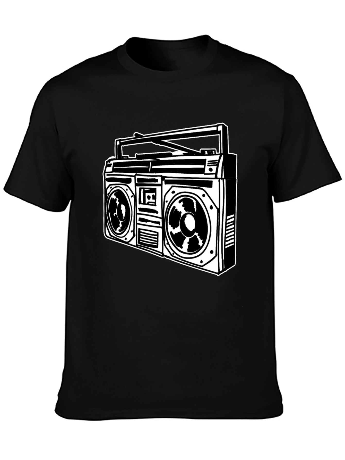 Retro Boombox Graphic Tee - Classic Black