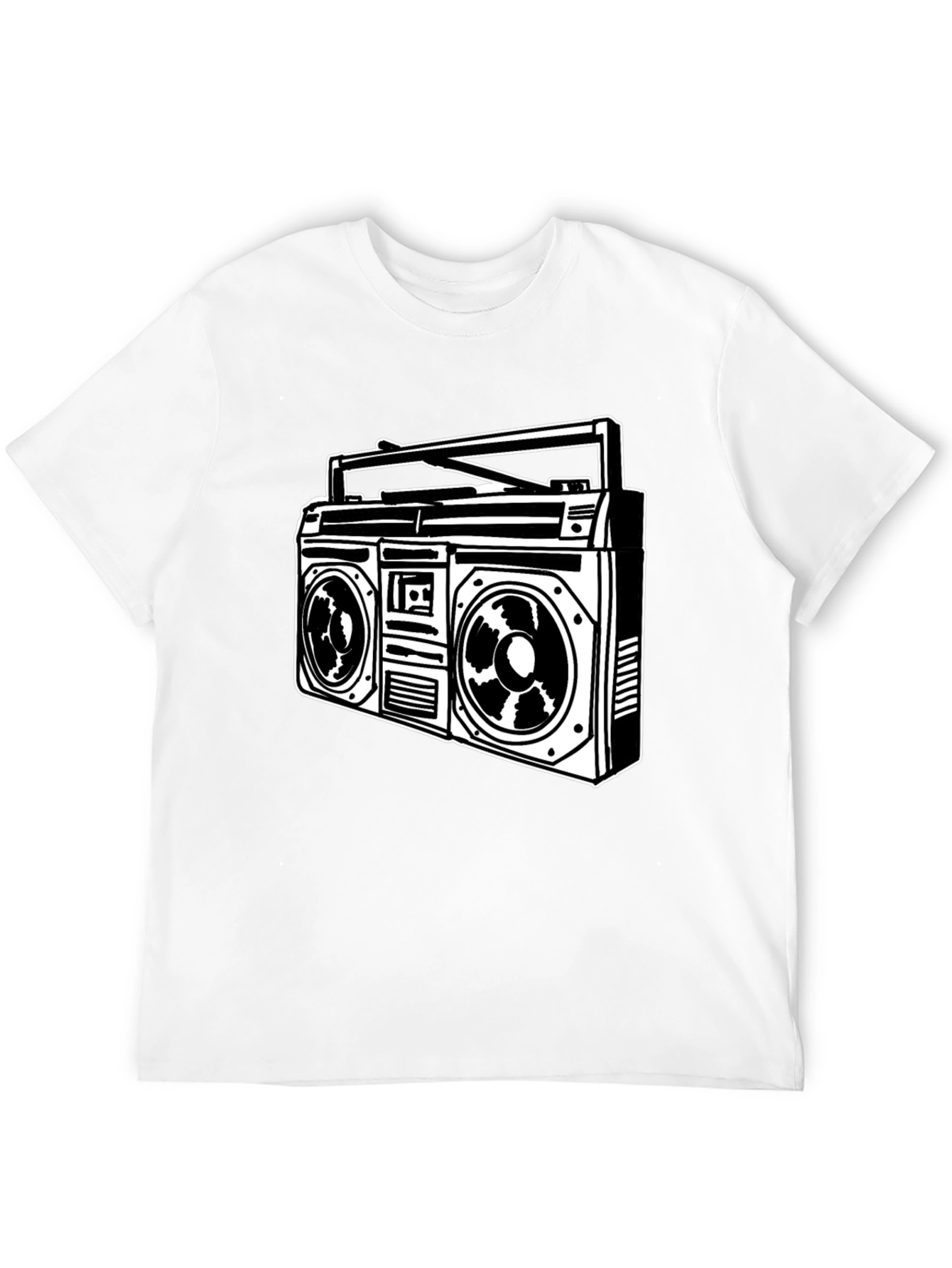 Retro Boombox Graphic Tee - Classic Black