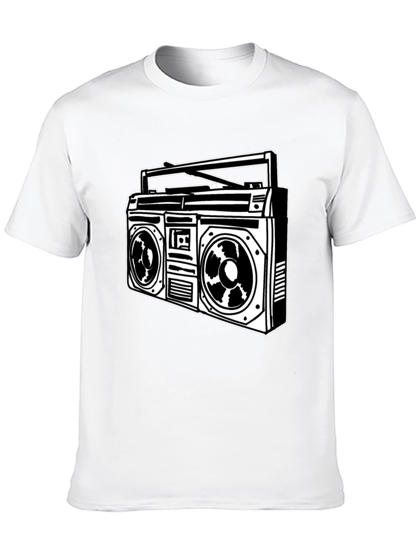 Retro Boombox Graphic Tee - Classic Black