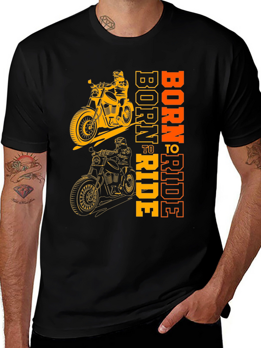 Born to Ride Motorcycle Graphic Tee - Black