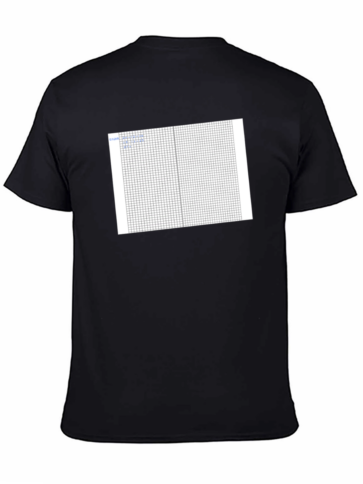 Grid Design Black Cotton T-Shirt