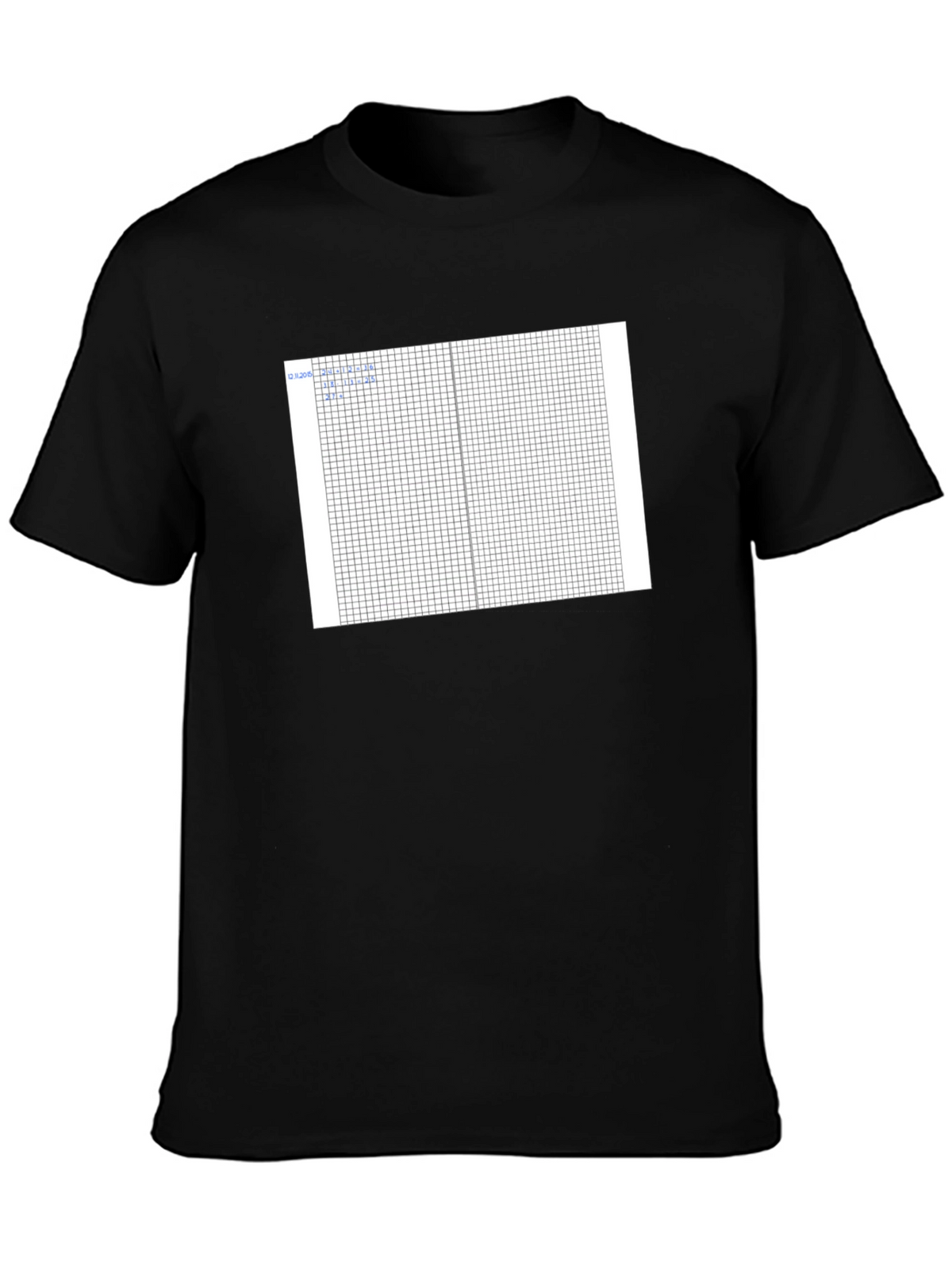 Grid Design Black Cotton T-Shirt