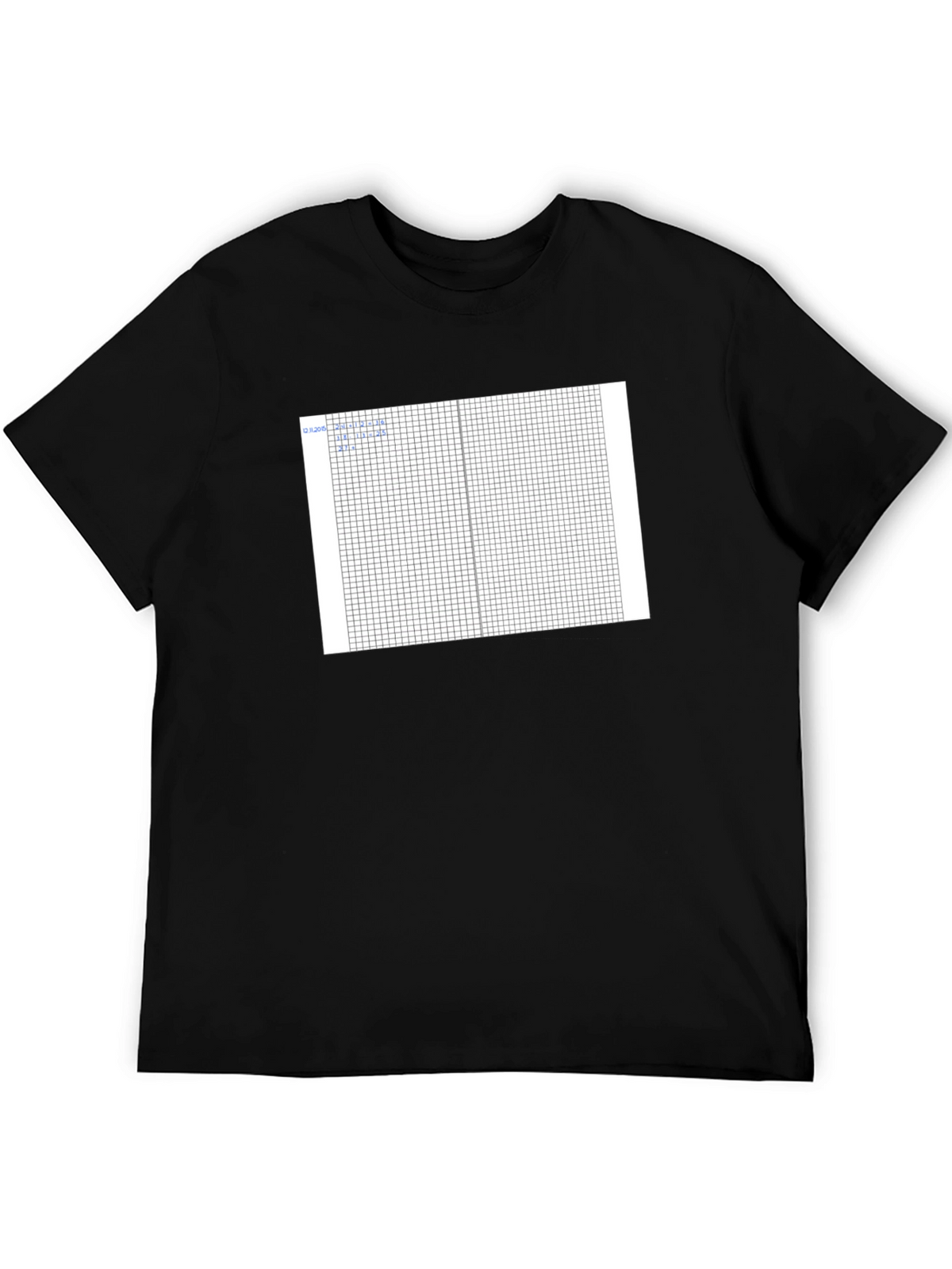 Grid Design Black Cotton T-Shirt