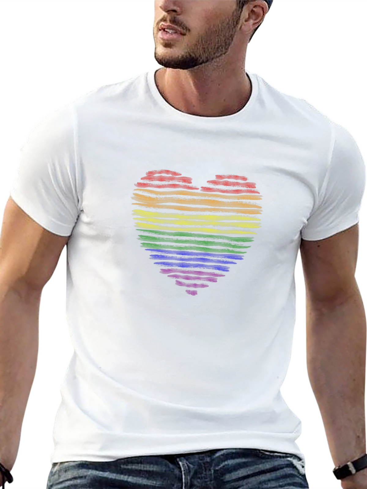 LGBT Pride Rainbow Heart T-Shirt - Black