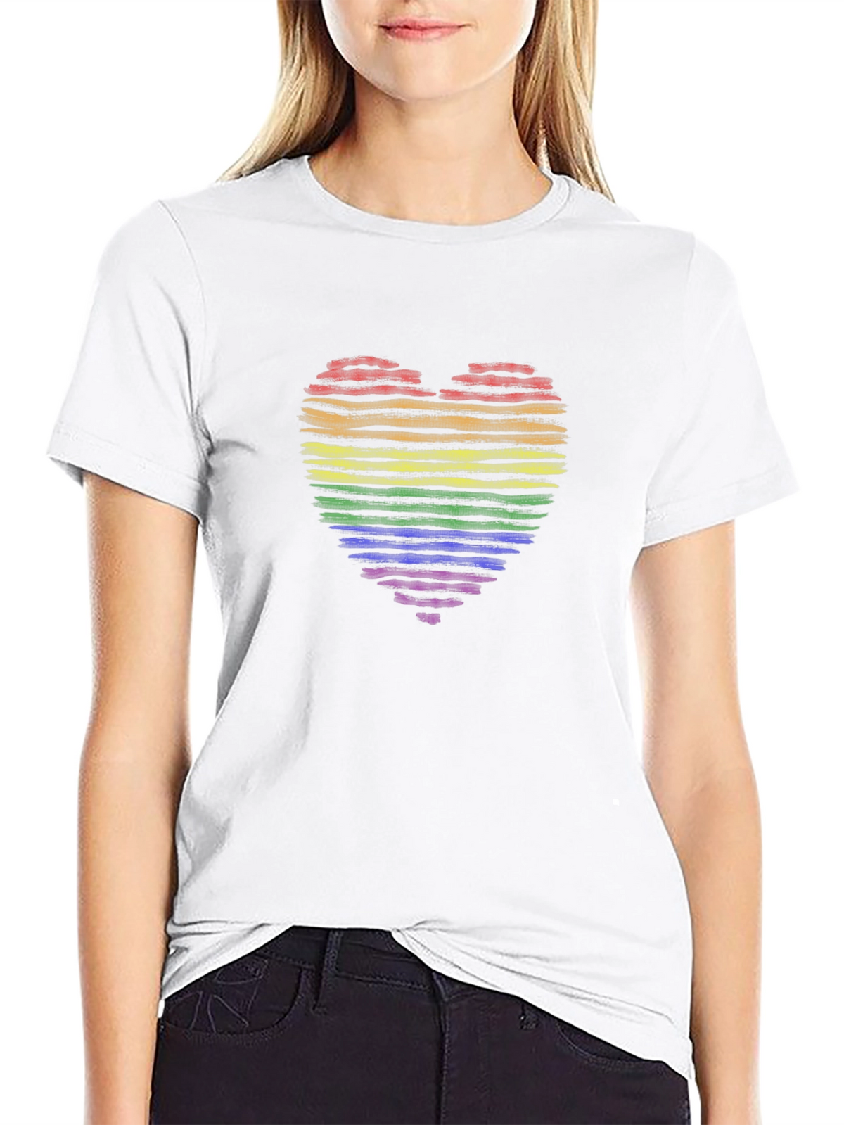 LGBT Pride Rainbow Heart T-Shirt - Black