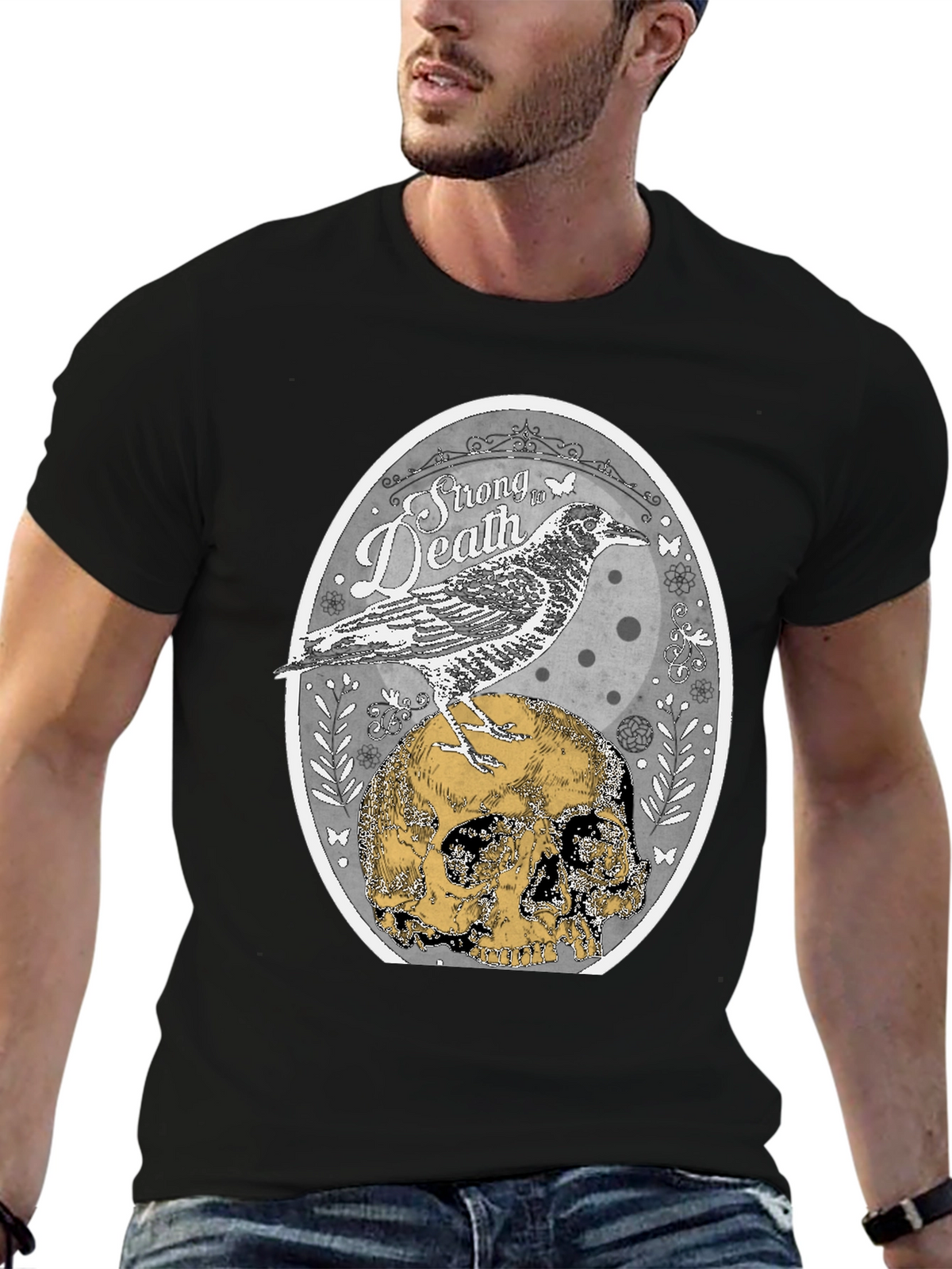 Raven & Skull Graphic T-Shirt - Strong in Death