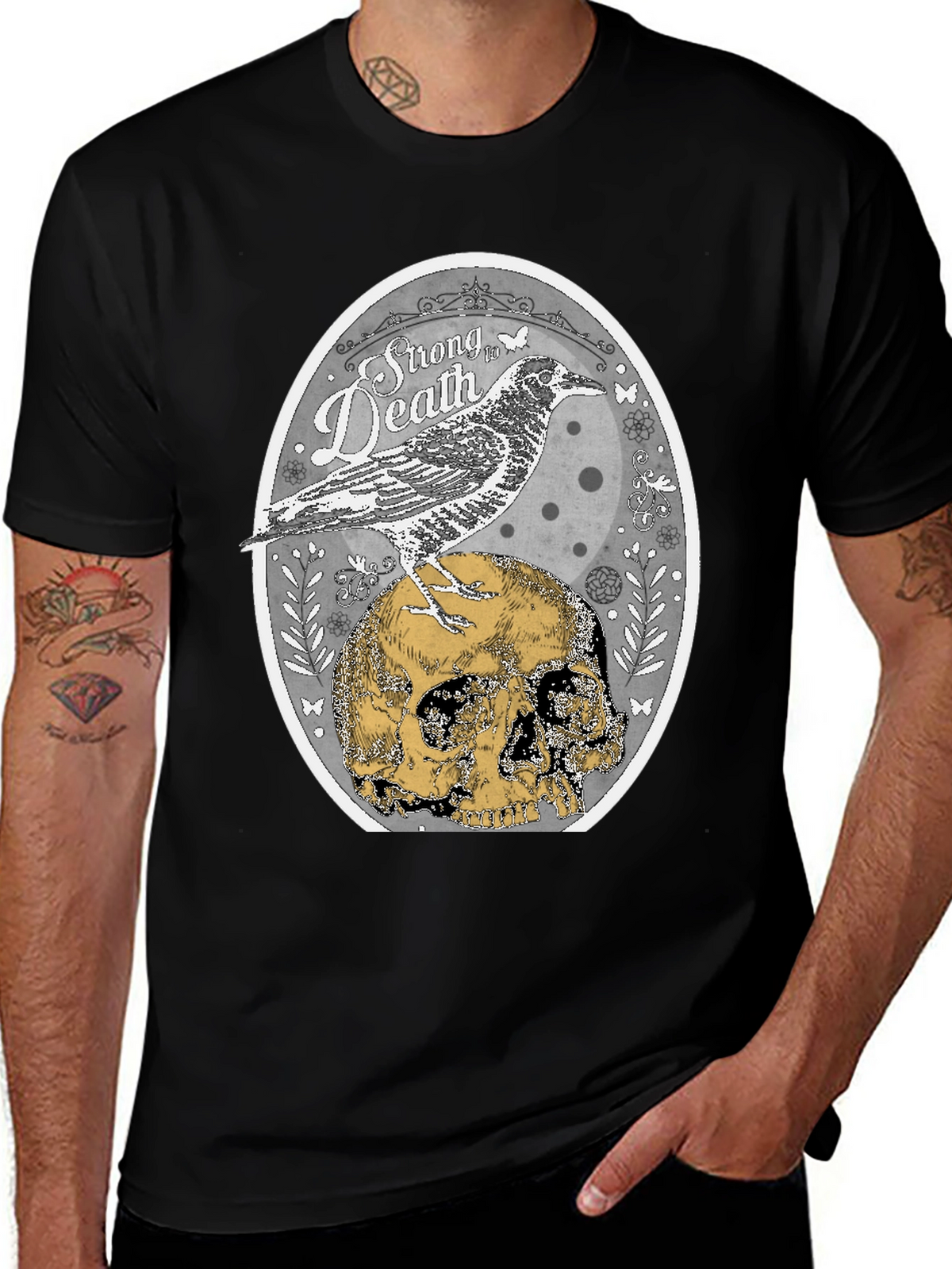 Raven & Skull Graphic T-Shirt - Strong in Death