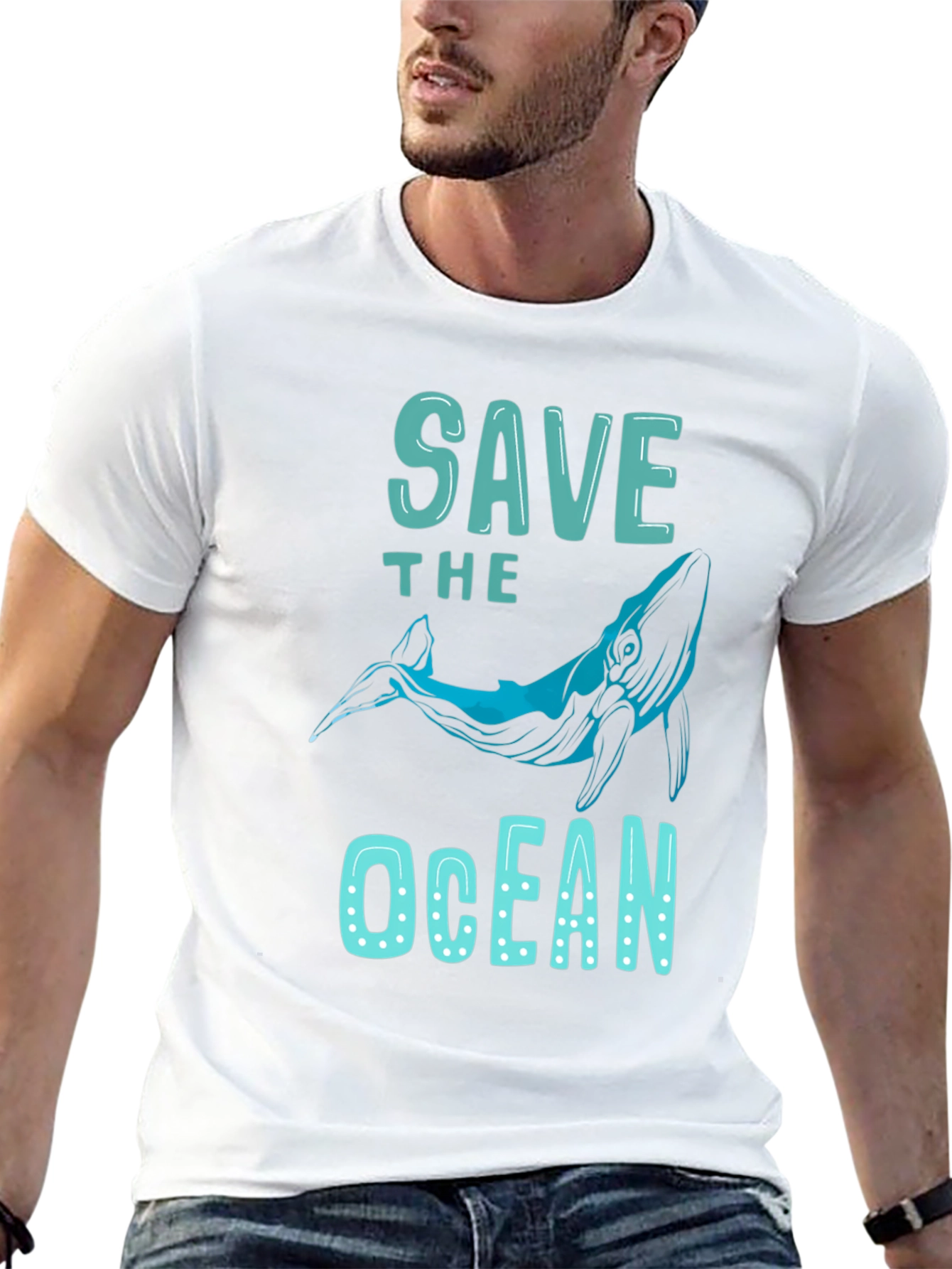 Save The Ocean Whale Graphic Tee - Black