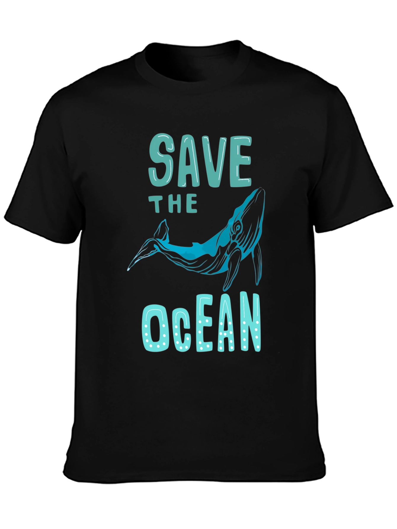 Save The Ocean Whale Graphic Tee - Black