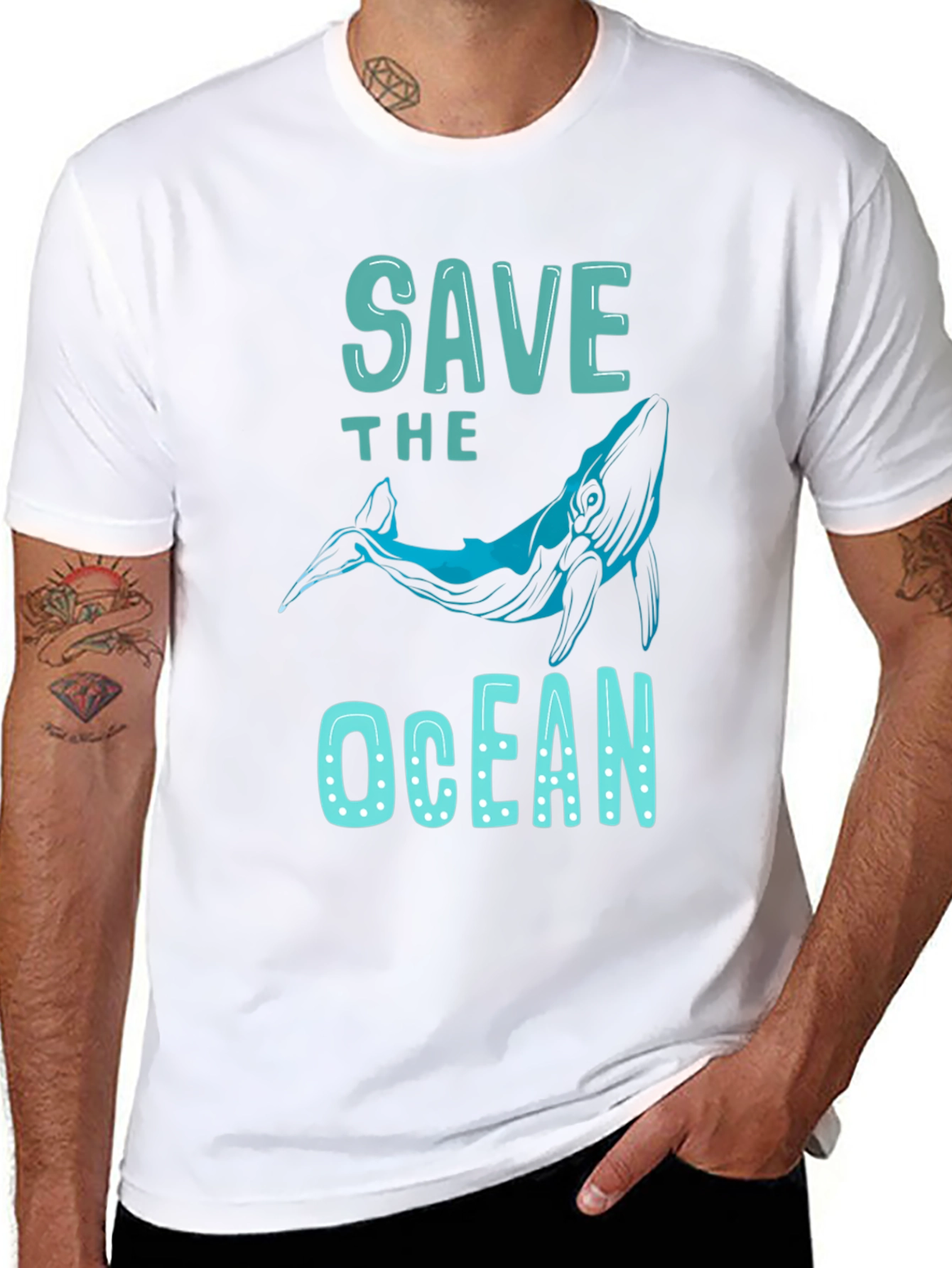 Save The Ocean Whale Graphic Tee - Black