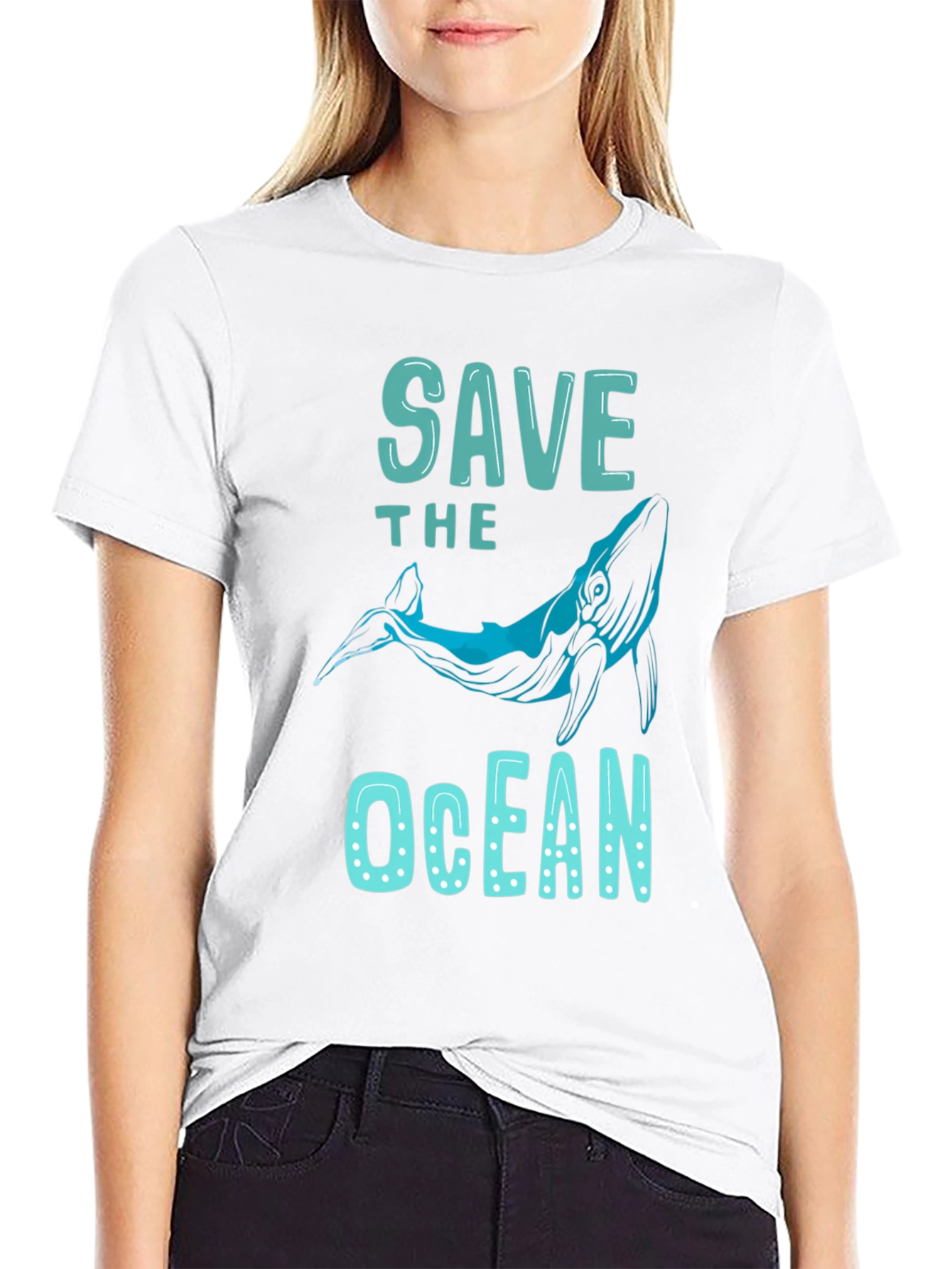 Save The Ocean Whale Graphic Tee - Black