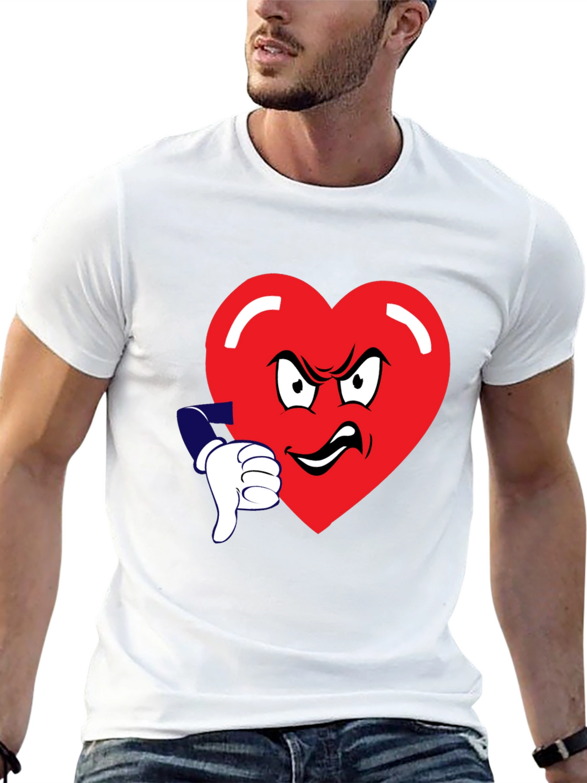 Grumpy Heart Thumbs Down Graphic Tee