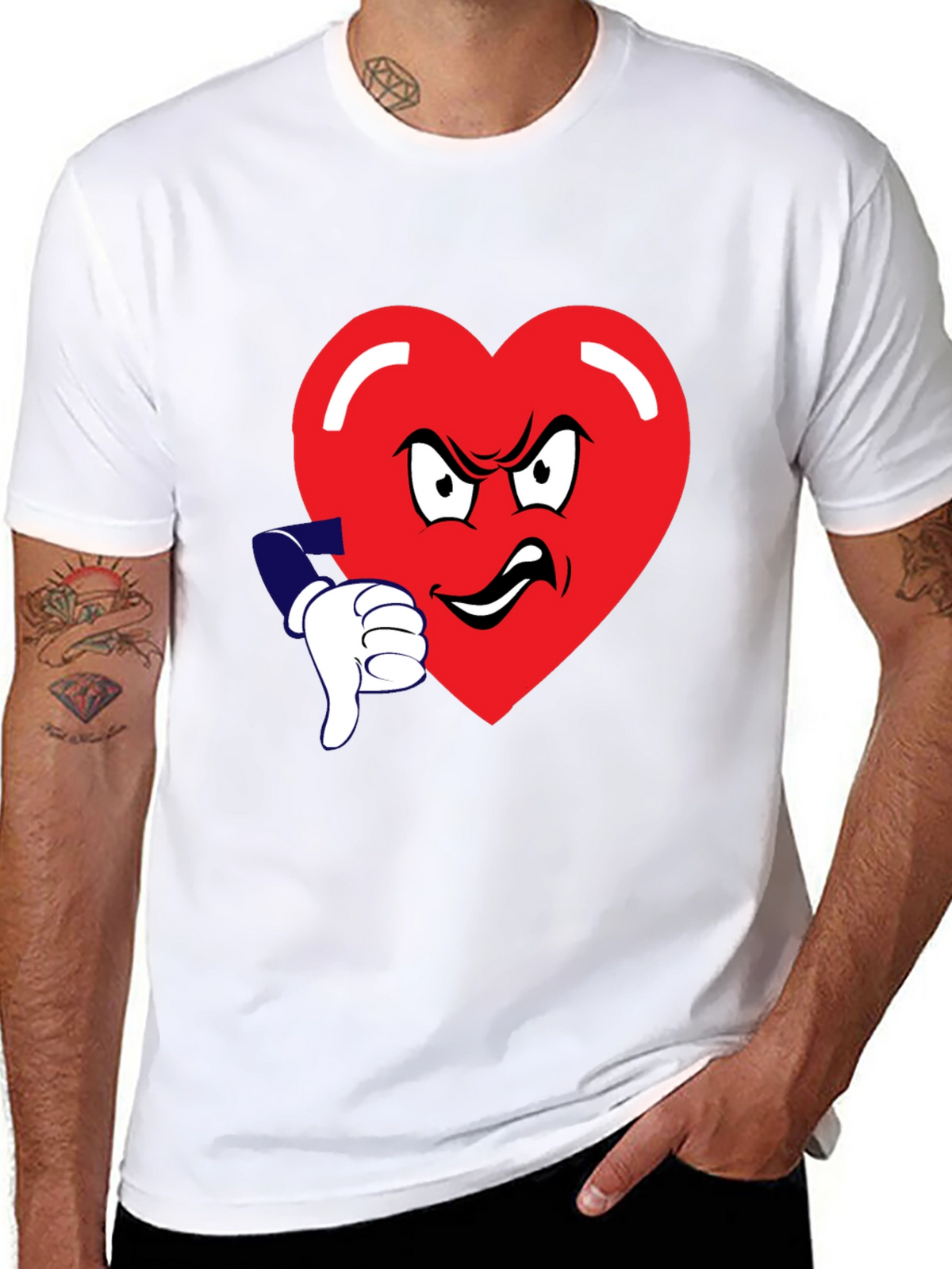 Grumpy Heart Thumbs Down Graphic Tee