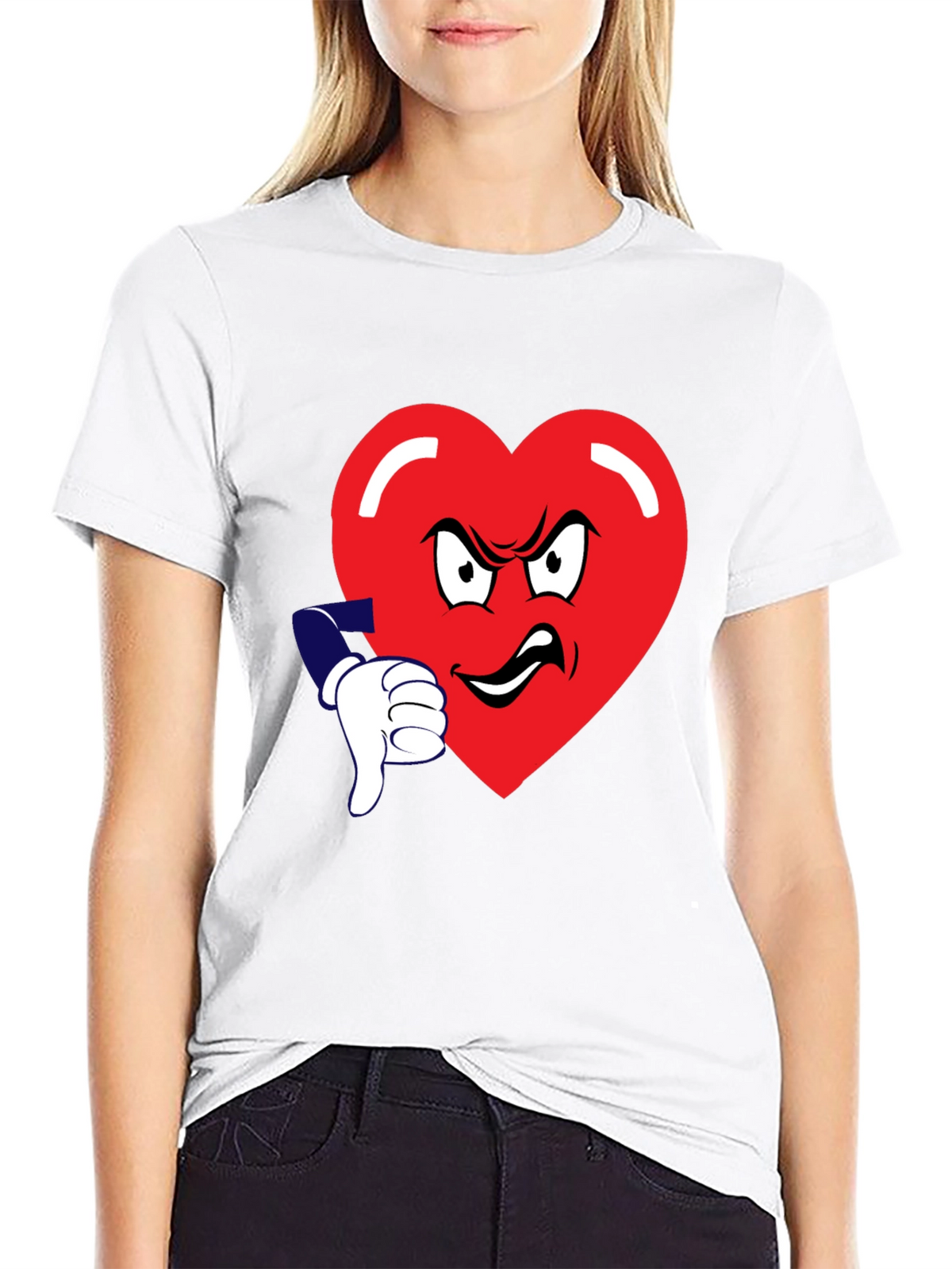 Grumpy Heart Thumbs Down Graphic Tee