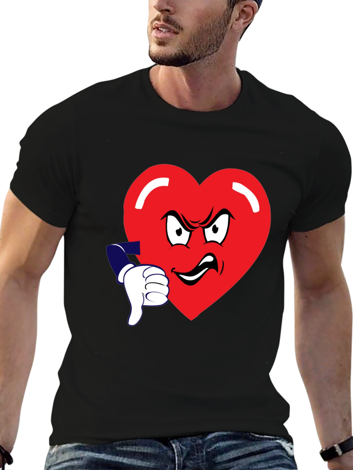 Grumpy Heart Thumbs Down Graphic Tee
