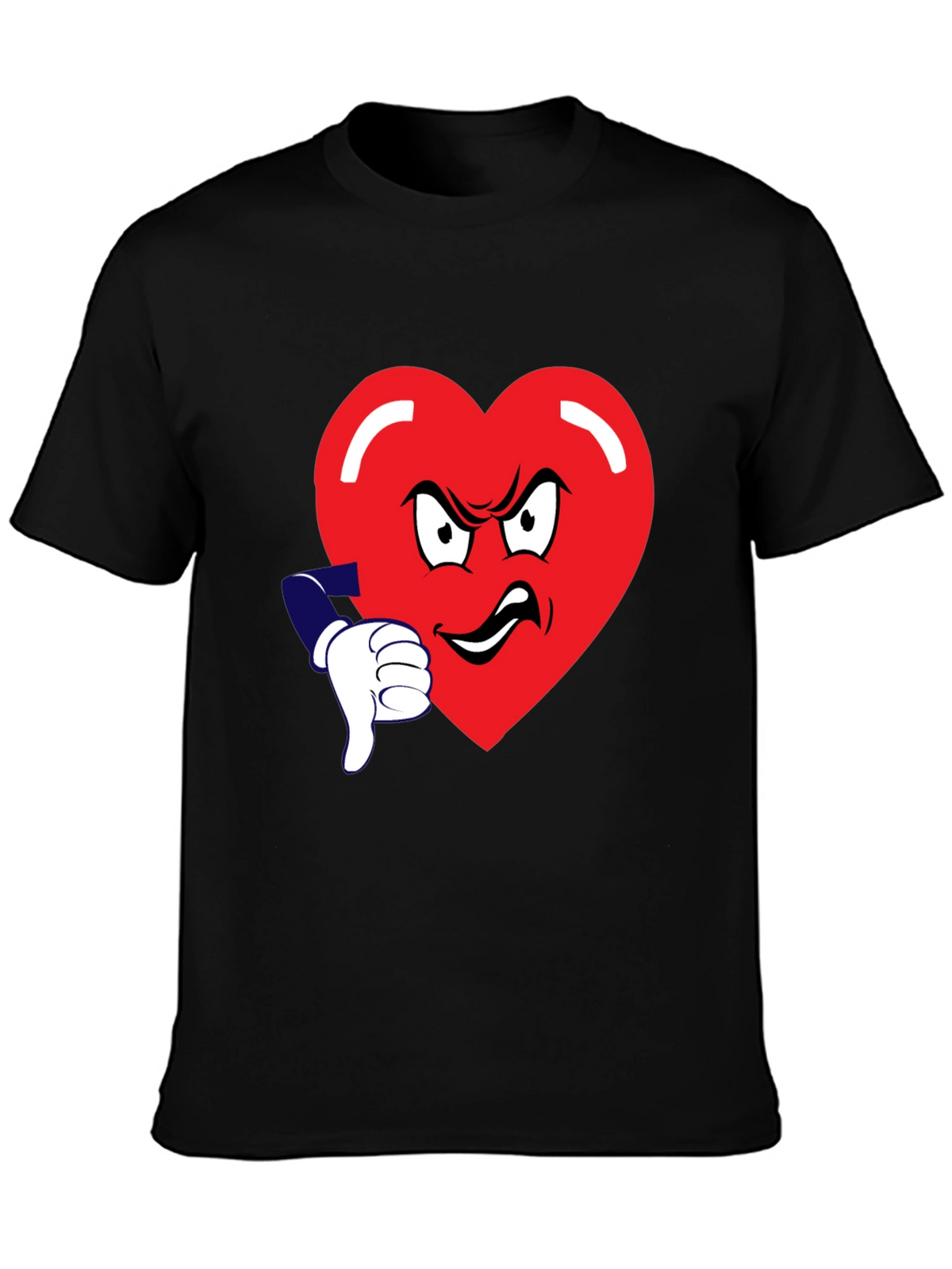 Grumpy Heart Thumbs Down Graphic Tee