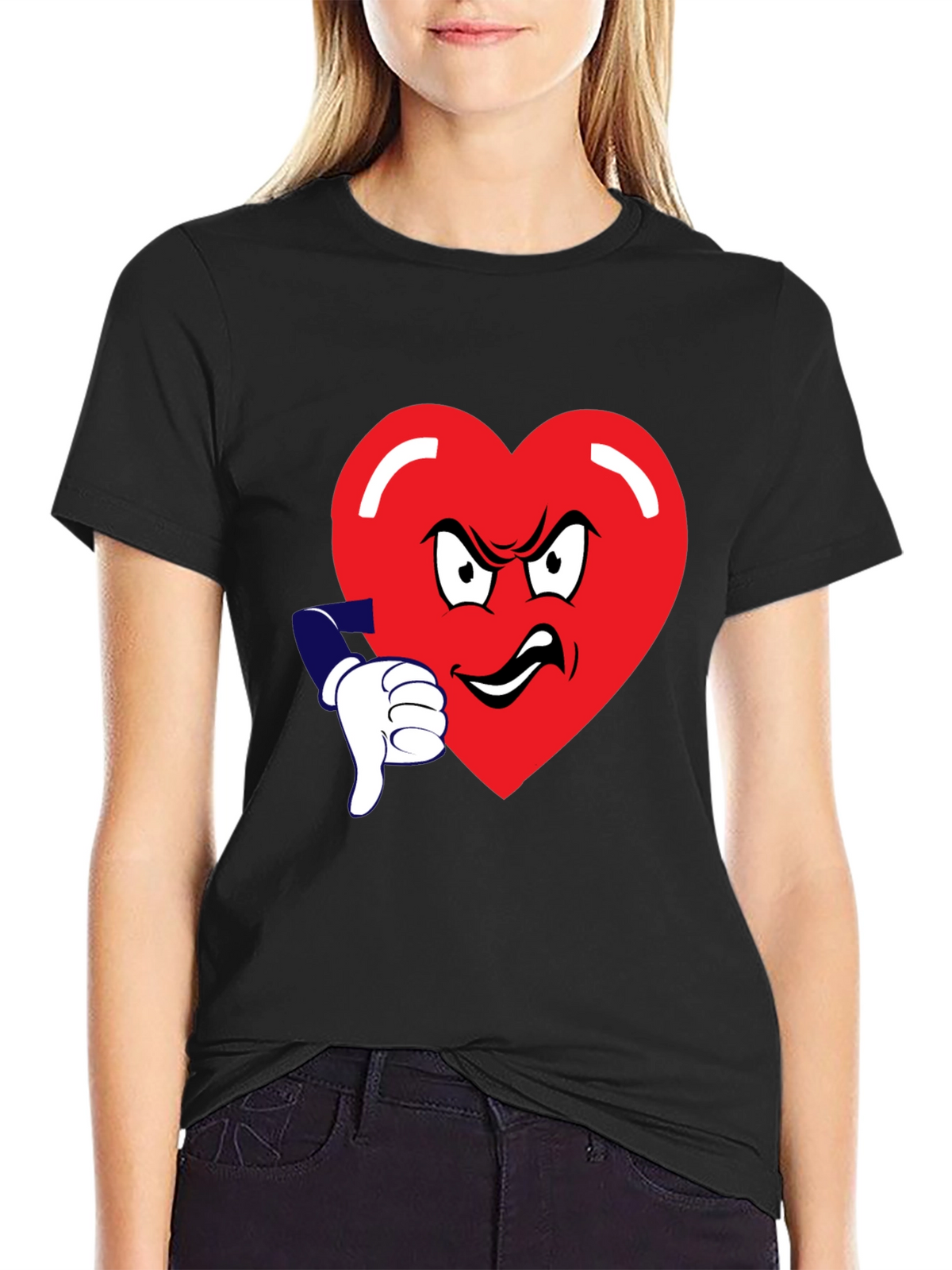 Grumpy Heart Thumbs Down Graphic Tee