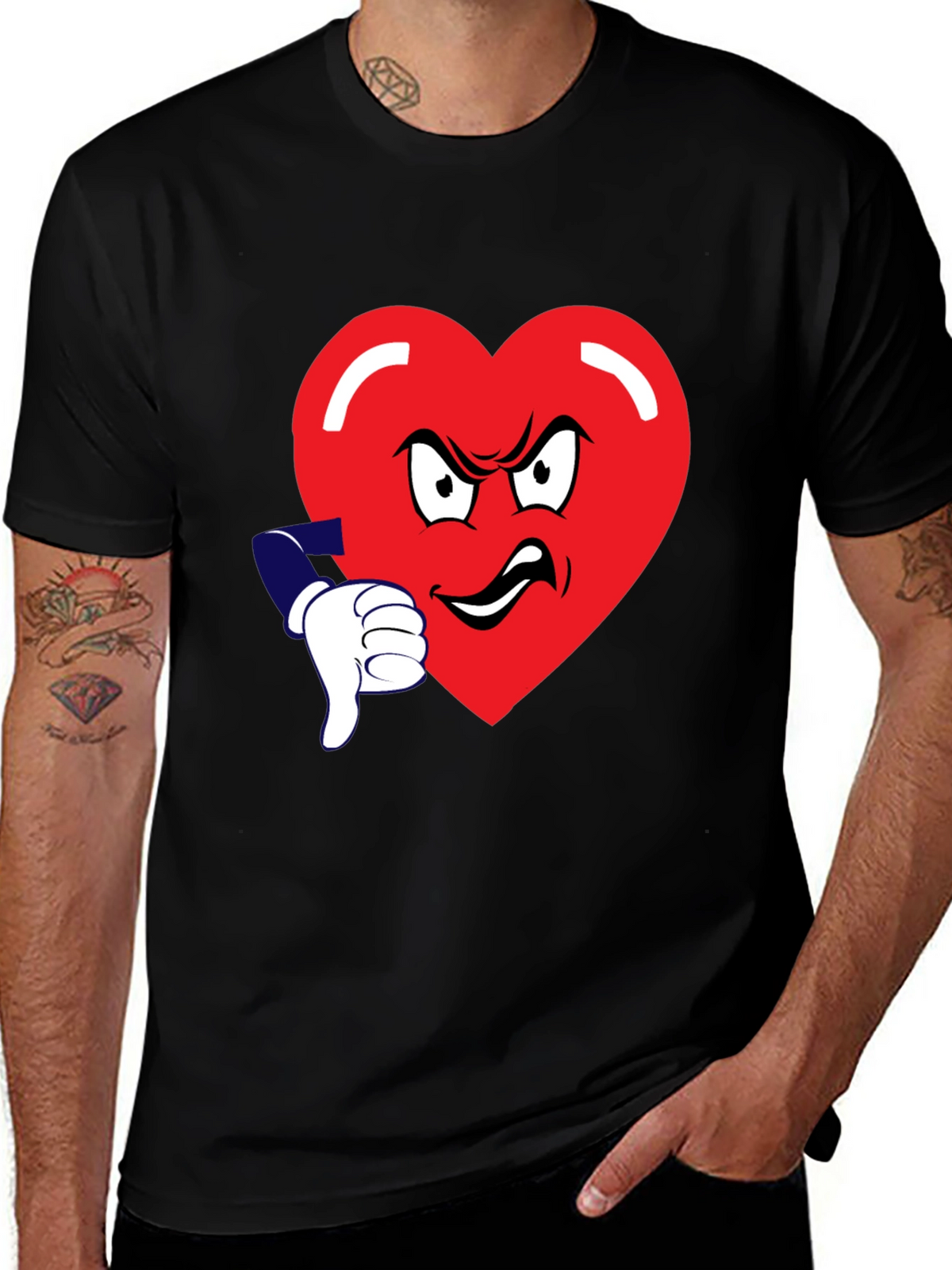 Grumpy Heart Thumbs Down Graphic Tee