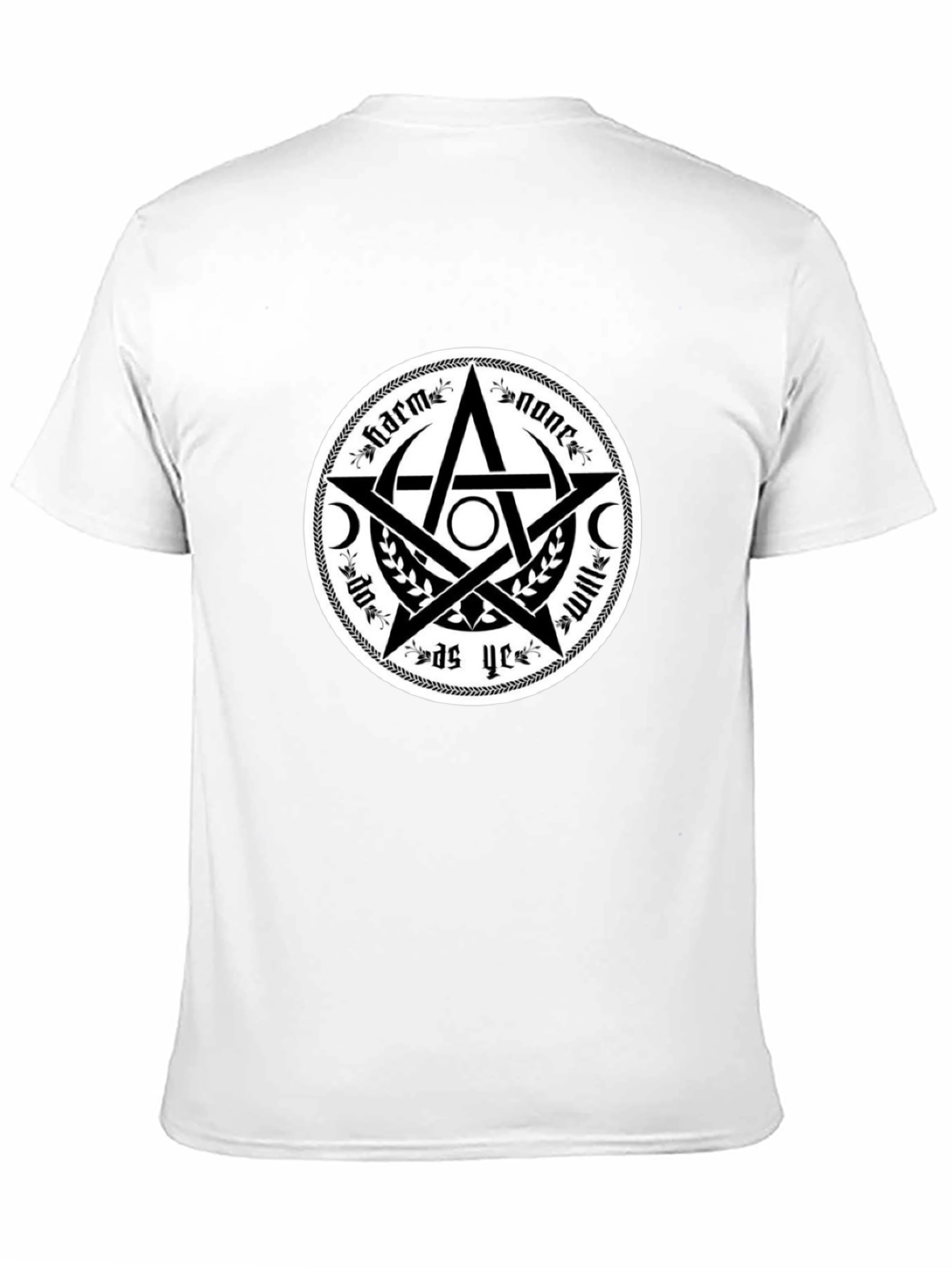 Harm None Wiccan Pentacle T-Shirt - Black Cotton Tee
