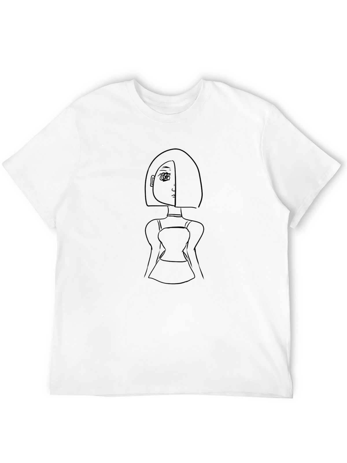Minimalist Anime Girl Graphic Black T-Shirt