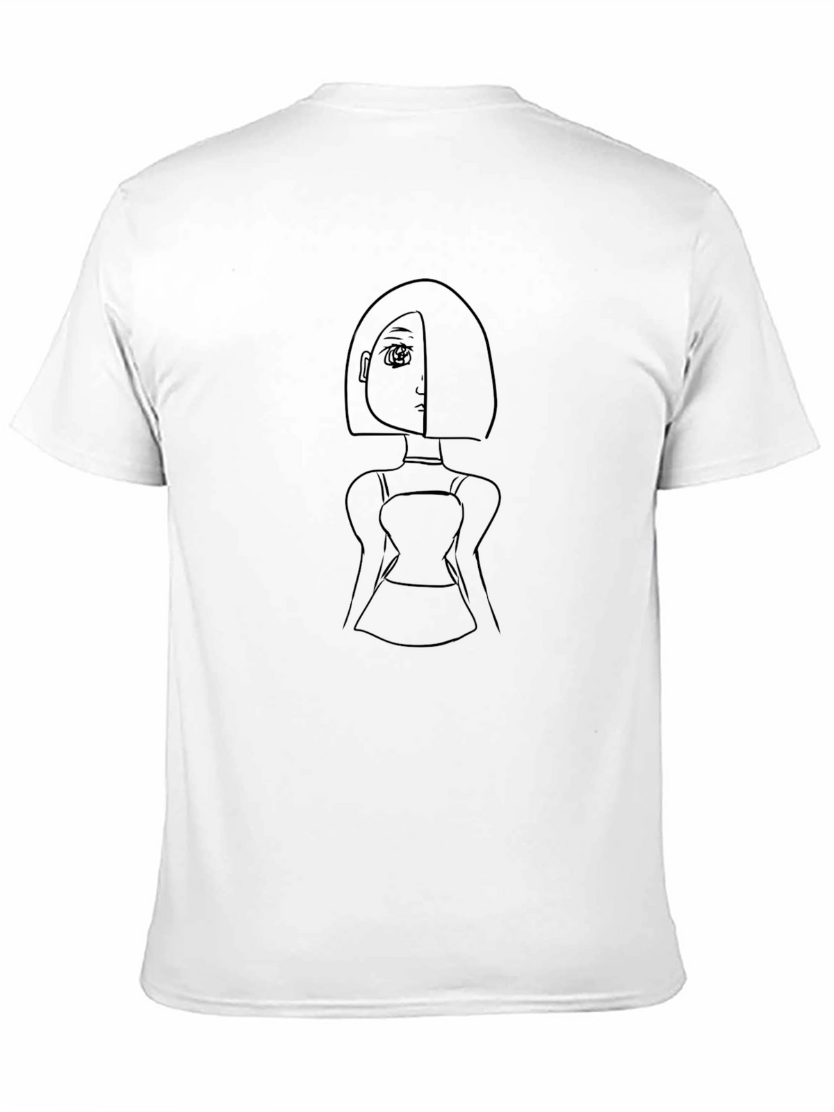 Minimalist Anime Girl Graphic Black T-Shirt