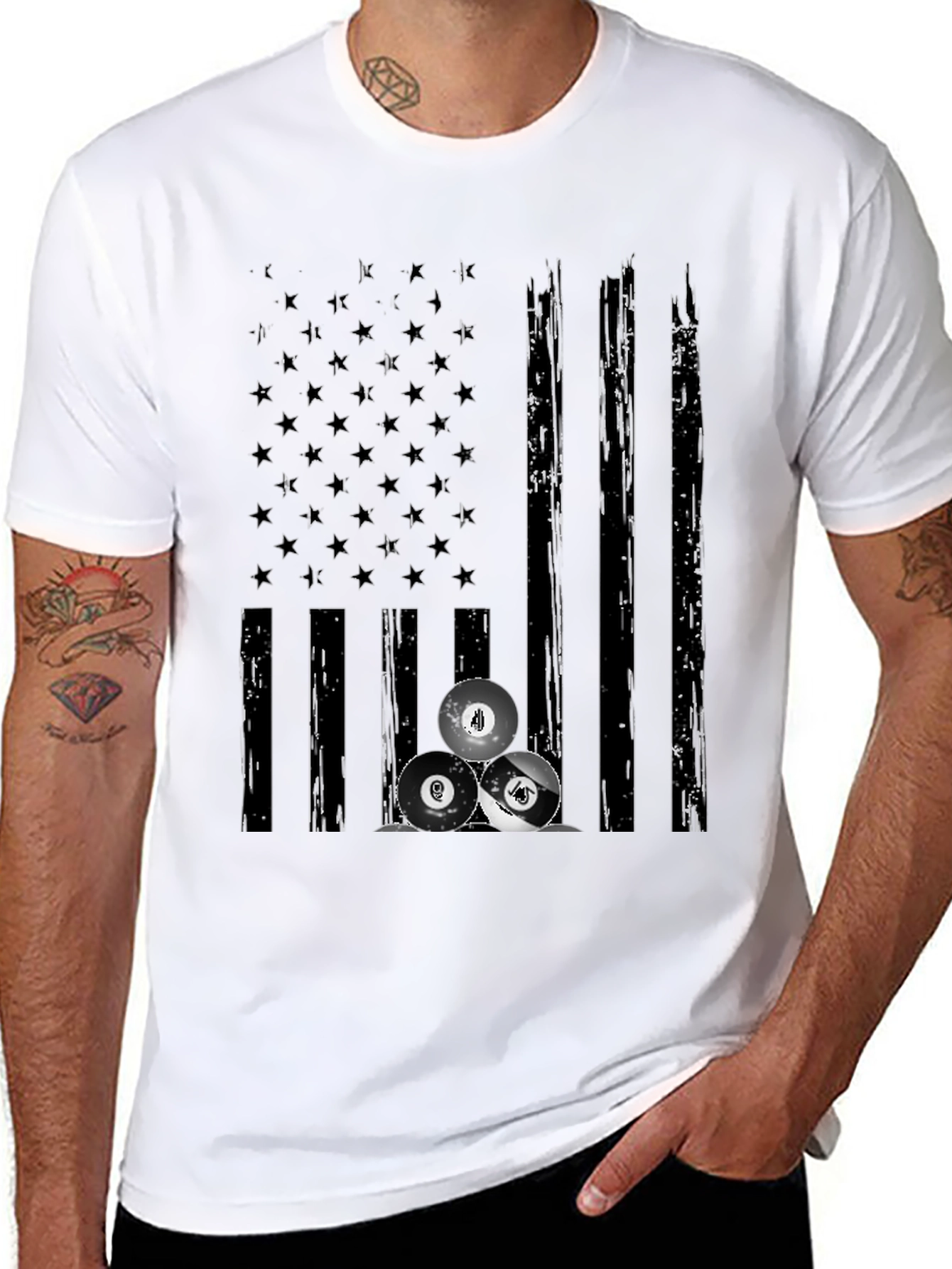 Billiards Flag Graphic Tee - Black