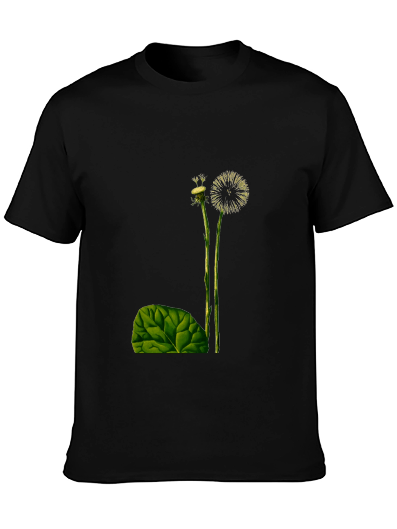 Black T-Shirt with Dandelion Graphic