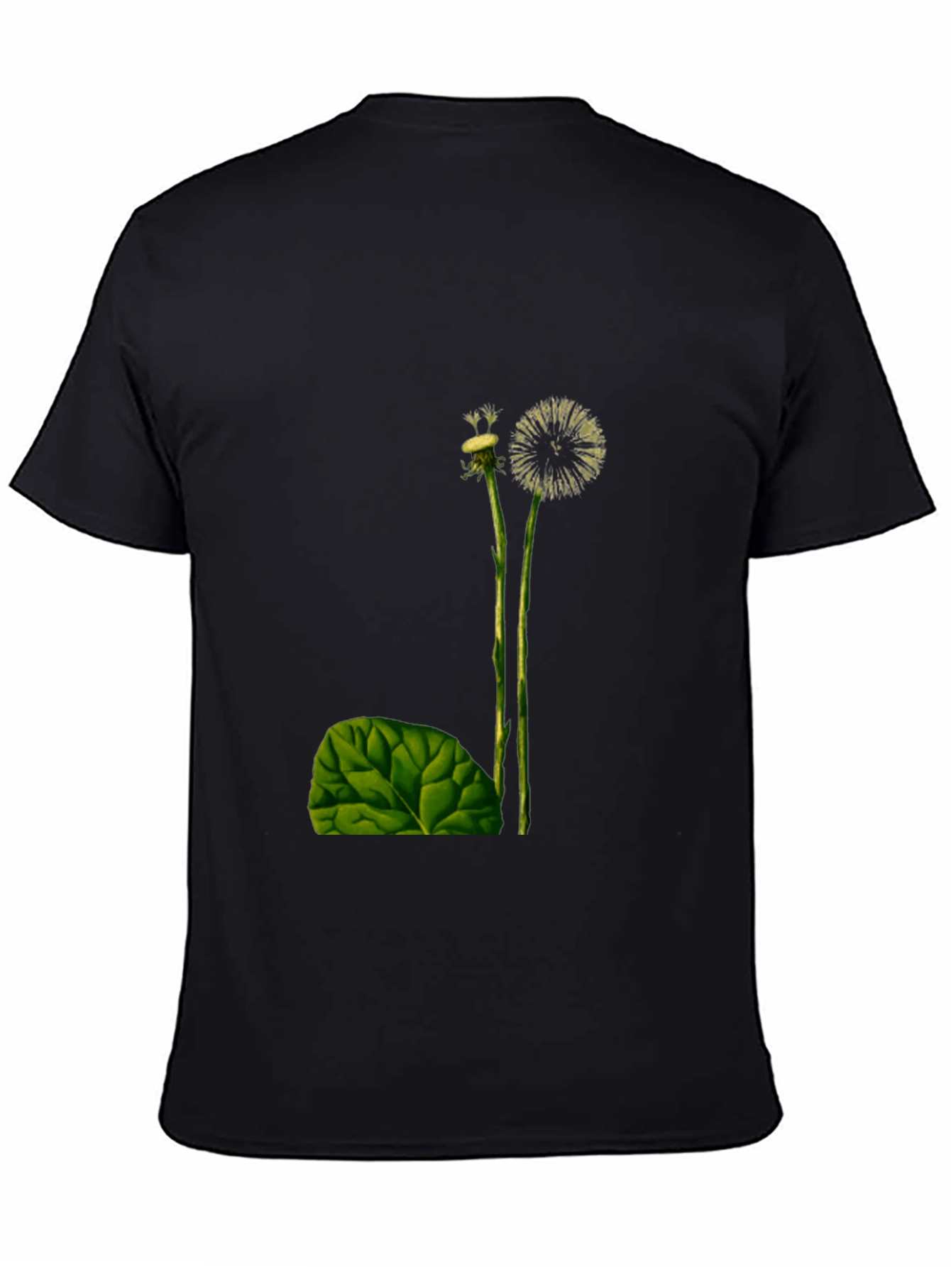 Black T-Shirt with Dandelion Graphic