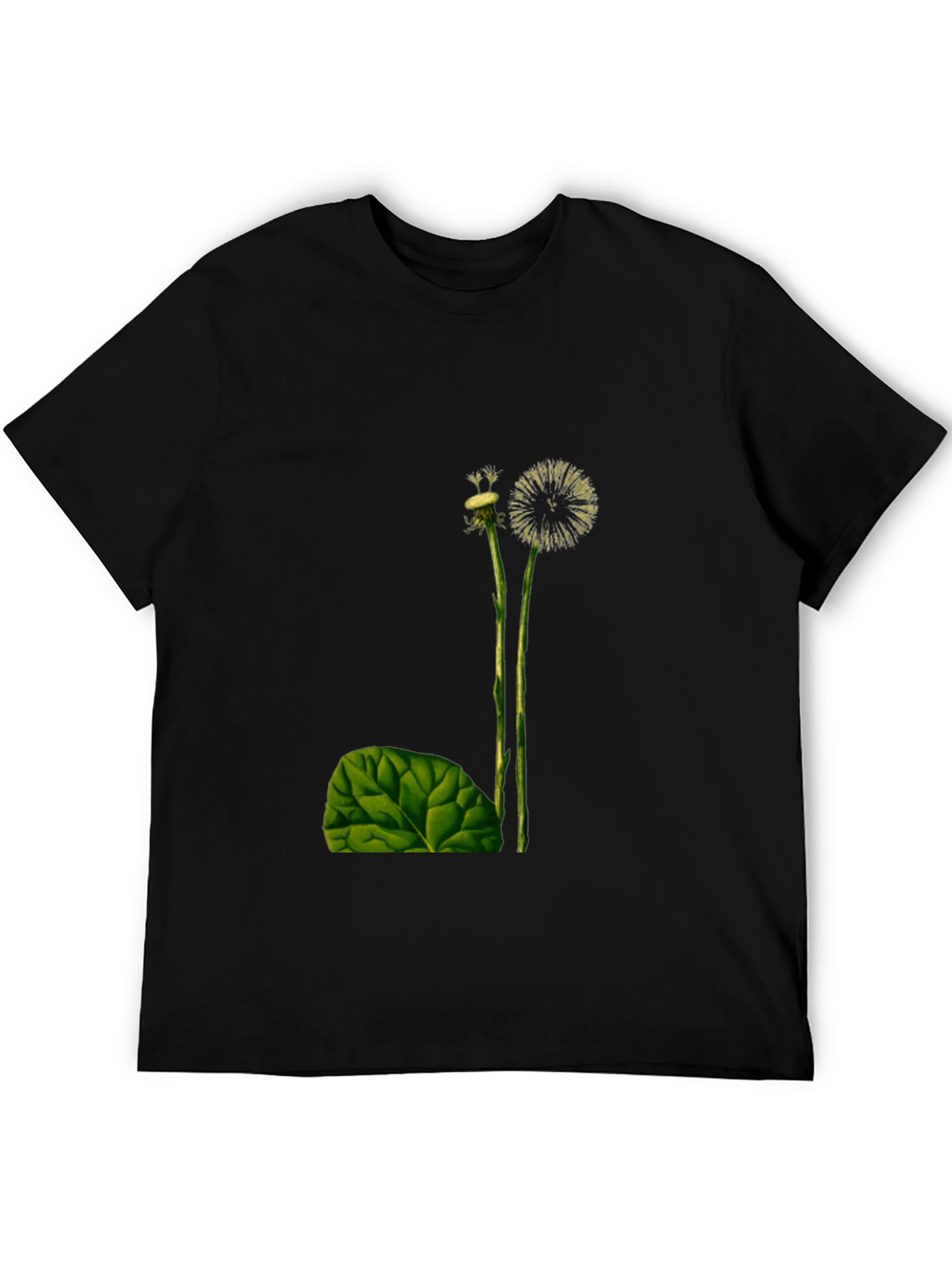 Black T-Shirt with Dandelion Graphic