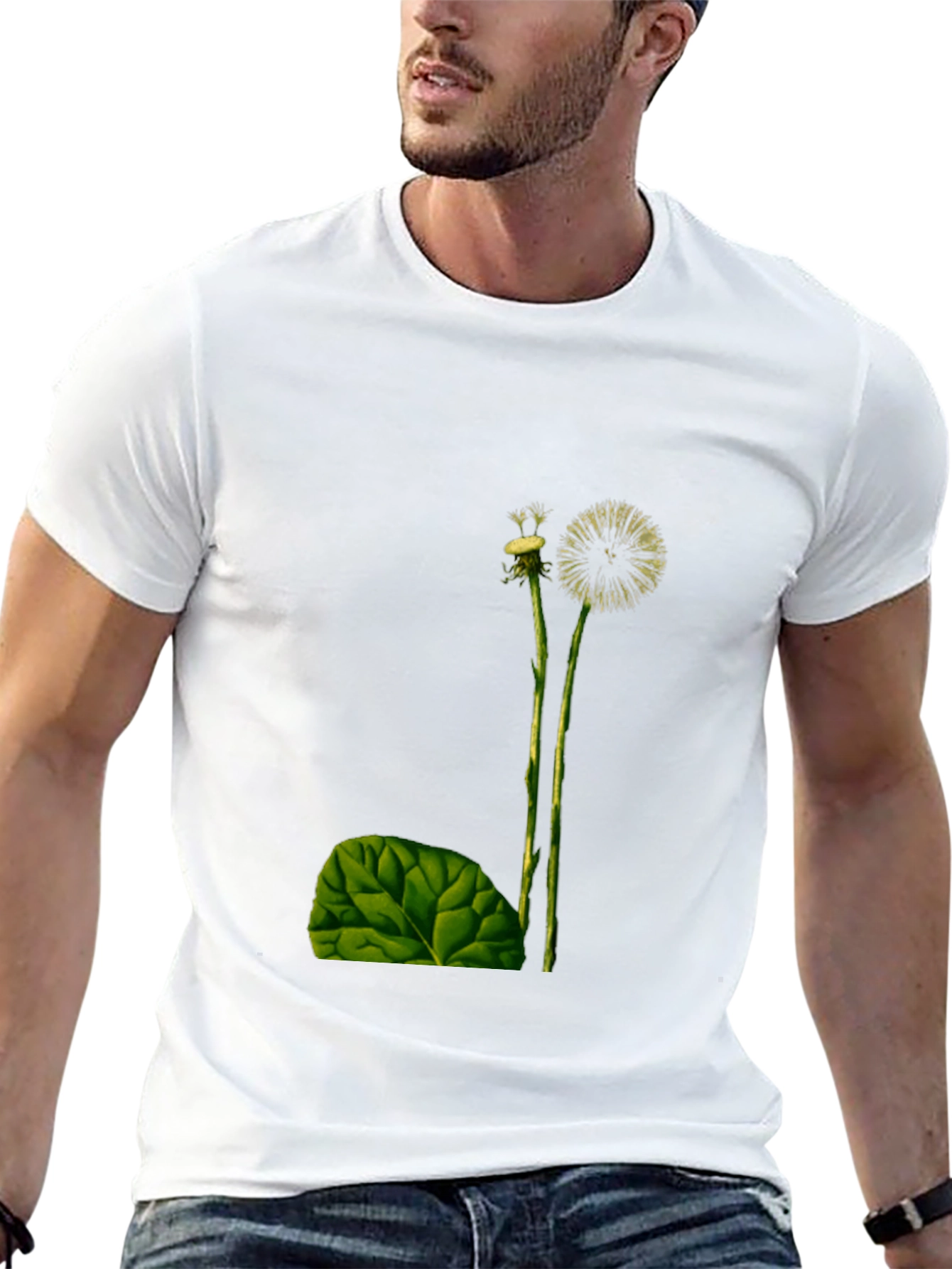 Black T-Shirt with Dandelion Graphic