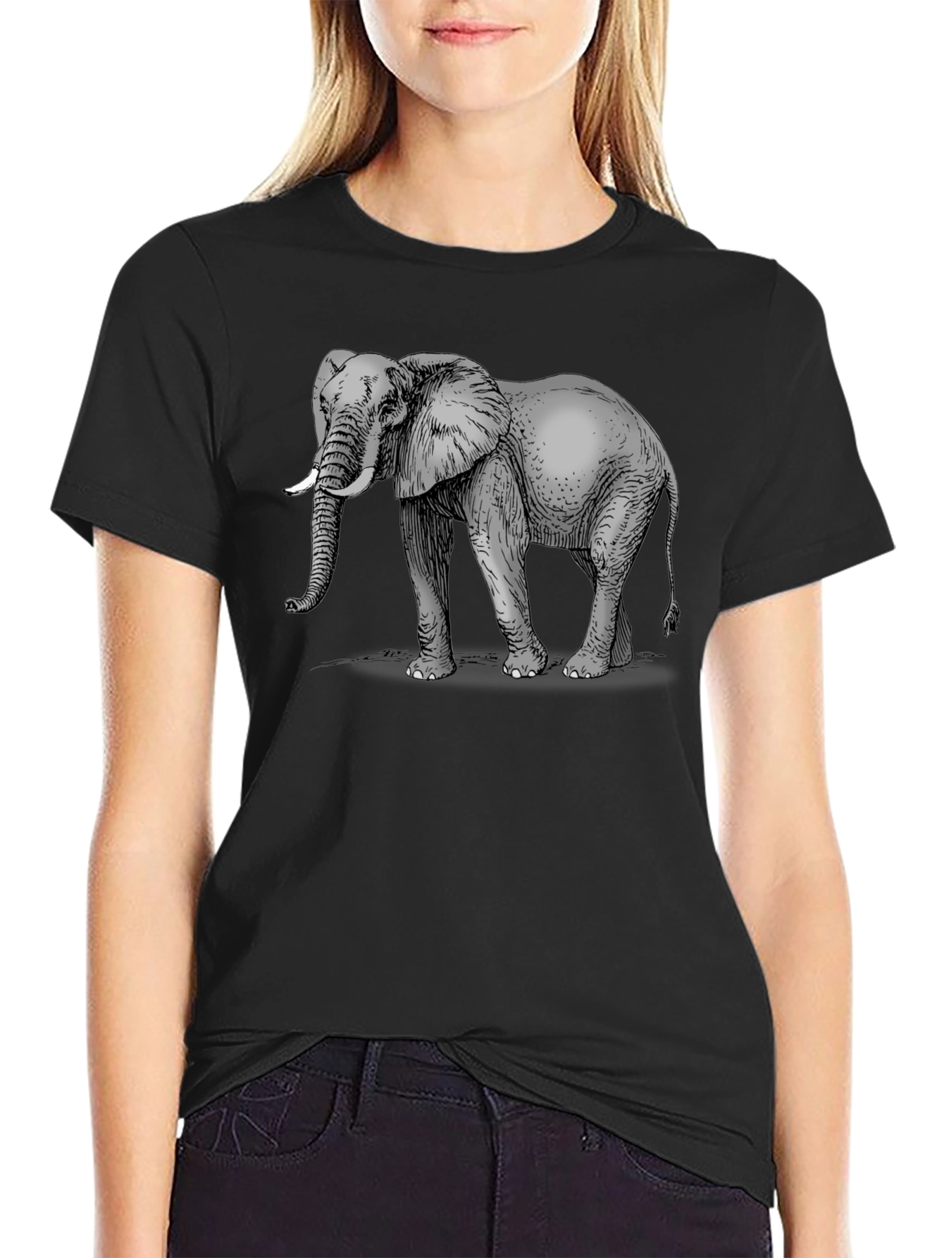 Elephant Graphic Black T-Shirt