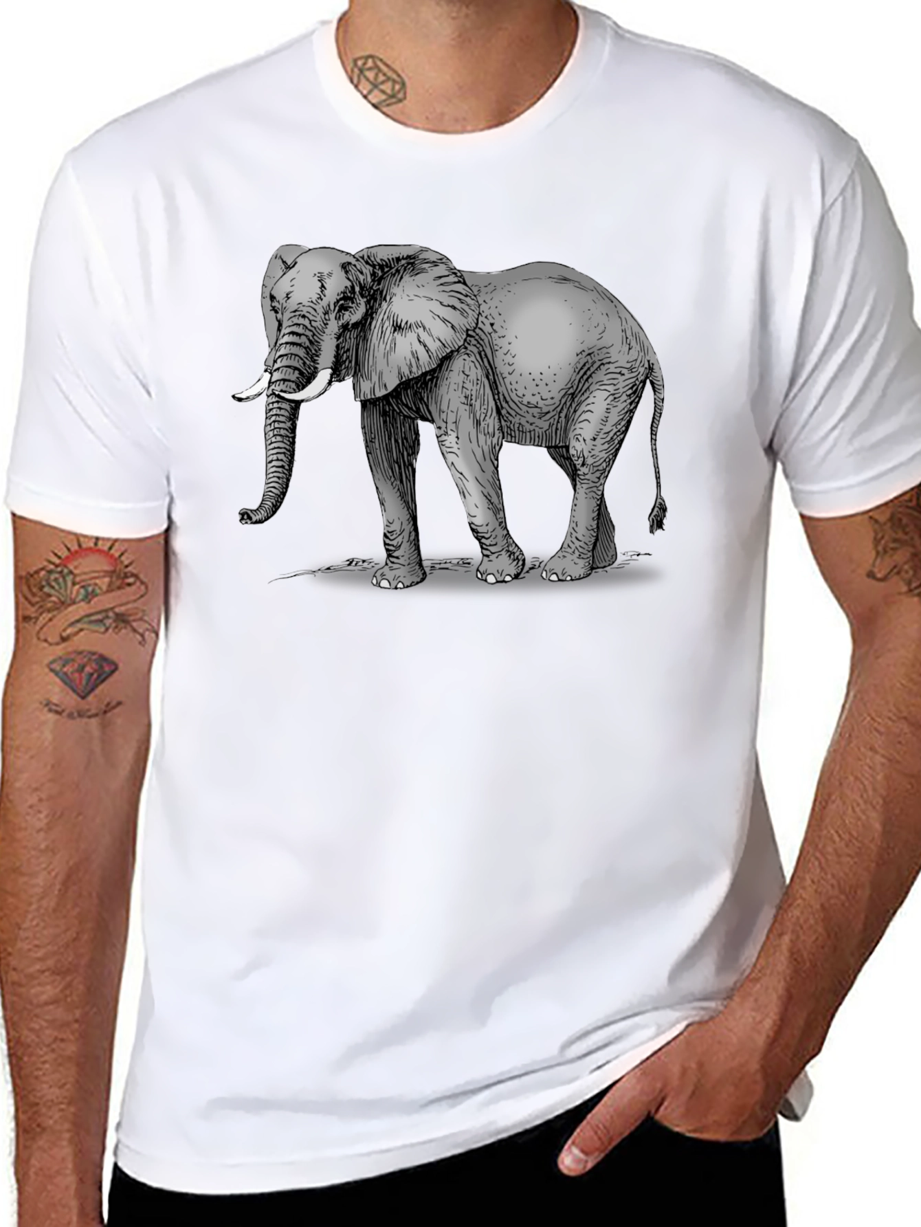Elephant Graphic Black T-Shirt