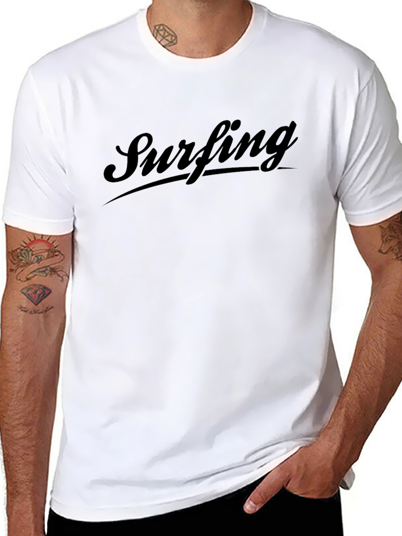 Surfing Graphic Black T-Shirt